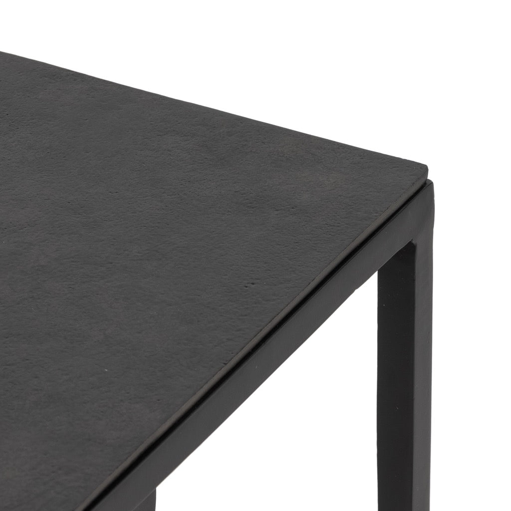 Dalston Nesting End Table Set of 2 - Raw Black Finish Modern Side Tables for Living Room, Bedroom & Office - Space Saving & Stylish Home Decor