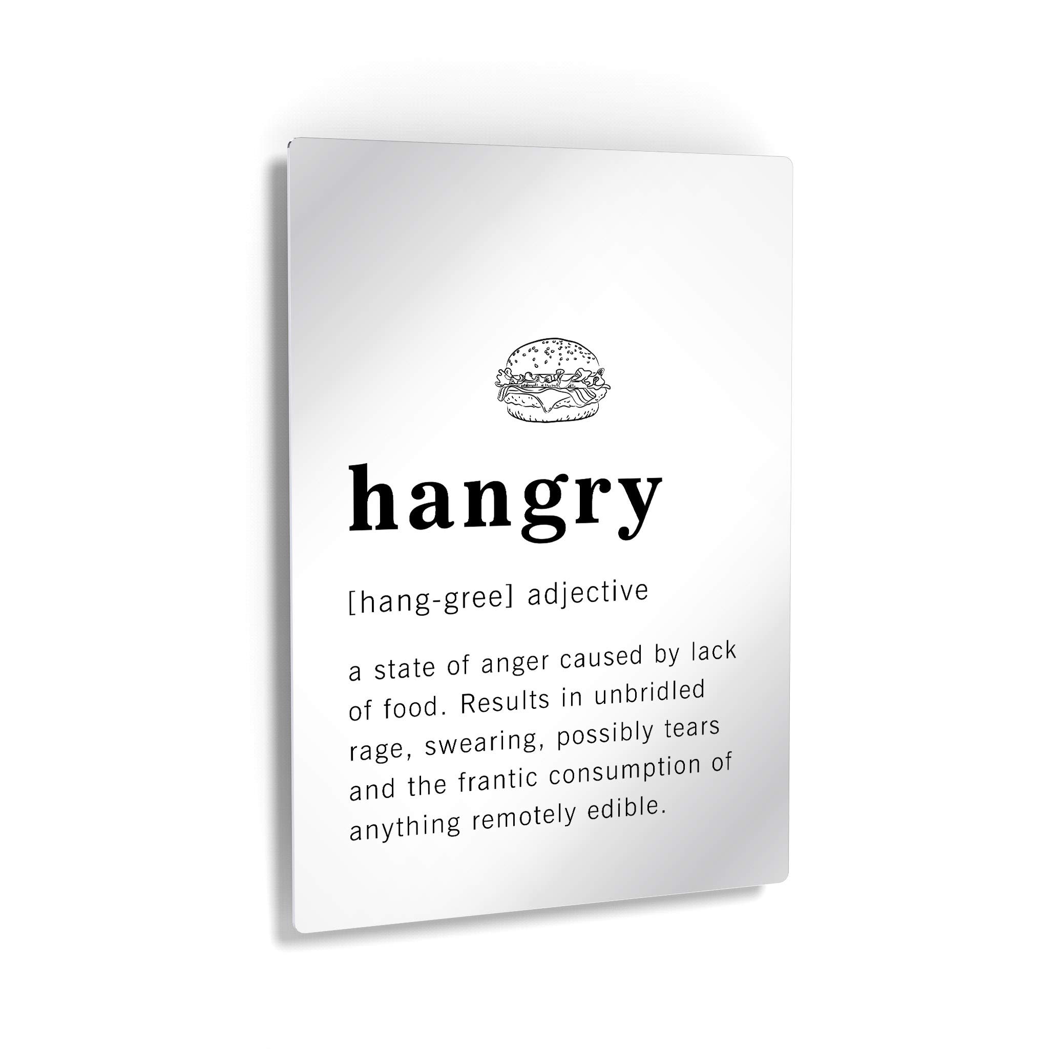 Funny Adjective Noun Dictionary Definition of Hangry Metal Print - Inspirational Quote Sign for Office, Living Room, Bedroom & Bathroom - Ready to Hang Wall Art Decor (40x30 Inches) - Made in USA | Perfect for Gifts, Home Decor & Humorous Wall Art