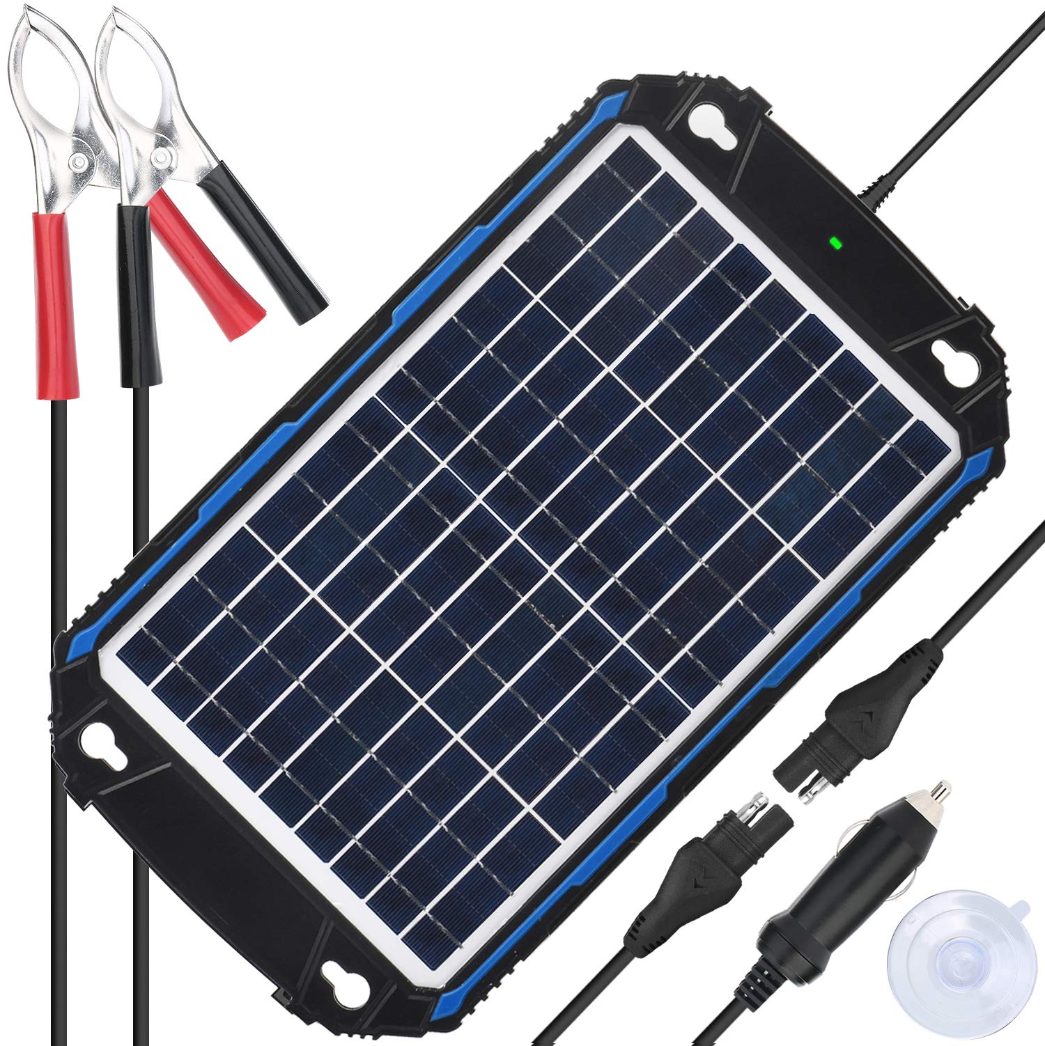 SUNER POWER 12V Waterproof Solar Battery Charger & Maintainer with MPPT Controller - 10W Solar Panel Trickle Charging Kit for Car, Boat, Motorcycle, RV - Perfect for Outdoor, Marine & Off-Grid Power Supply