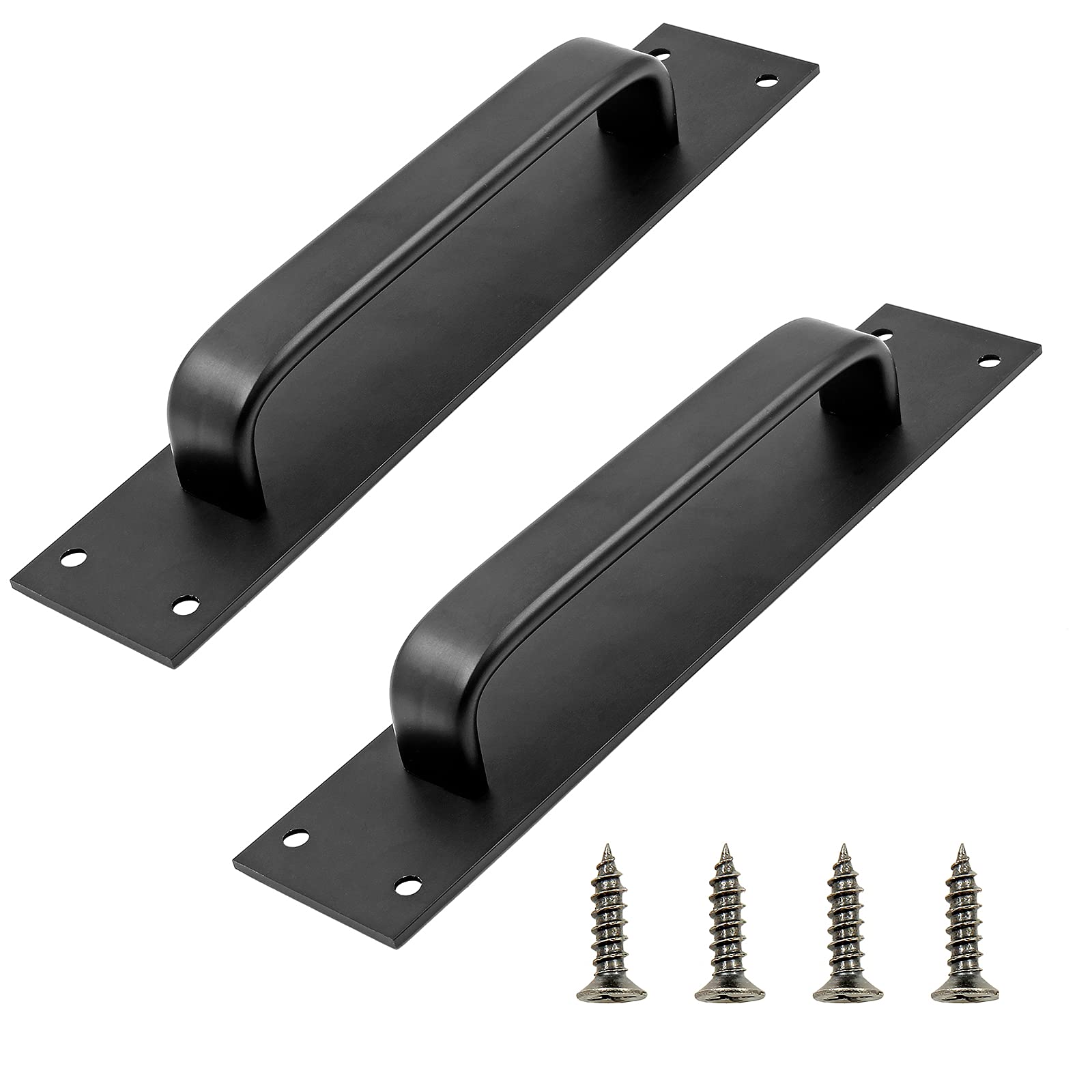Jiozermi 2 Pack Black Aluminum Alloy Sliding Barn Door Handles - 7.9 Inch Rustic Cabinet & Drawer Pulls for Closet, Garage, Shed - Durable Hardware for Home & Office Organization