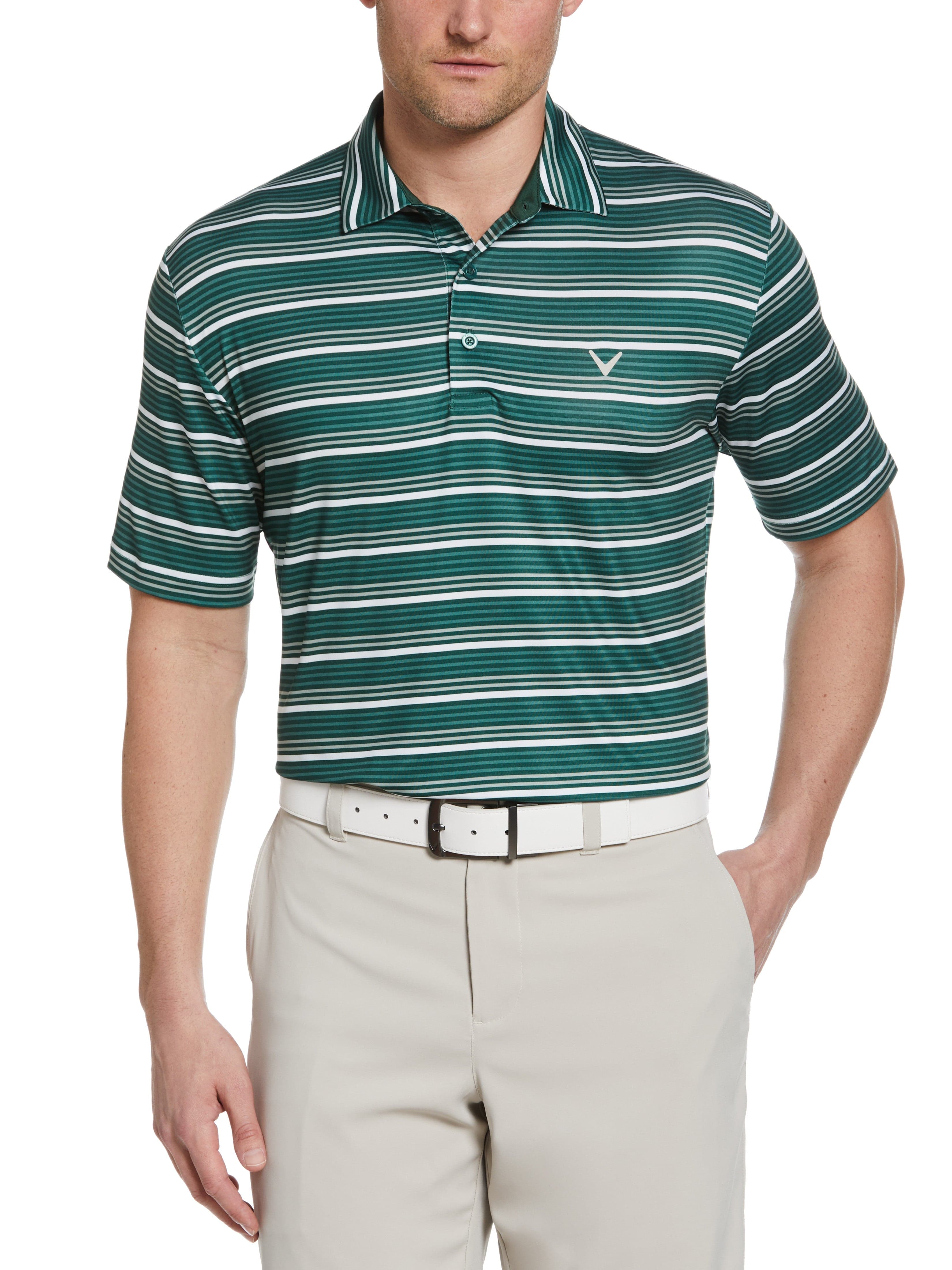Men's Striped Golf Polo Shirt - Breathable & Moisture-Wicking Performance Tee for Golf, Tennis & Casual Wear | UV Protection & Quick-Dry Fabric