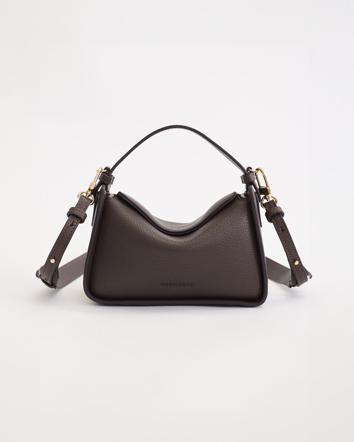Mini Clementine Crossbody Bag in Charcoal Pebbled Leather with Gold Hardware - Perfect for Everyday Use, Work, and Evening Outings