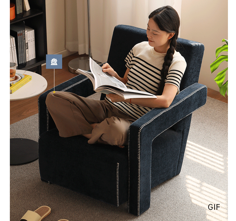 Italian Minimalist Fabric Armchair - Modern Living Room Chair for Home & Office Comfort - Perfect for Relaxing, Reading & Decor