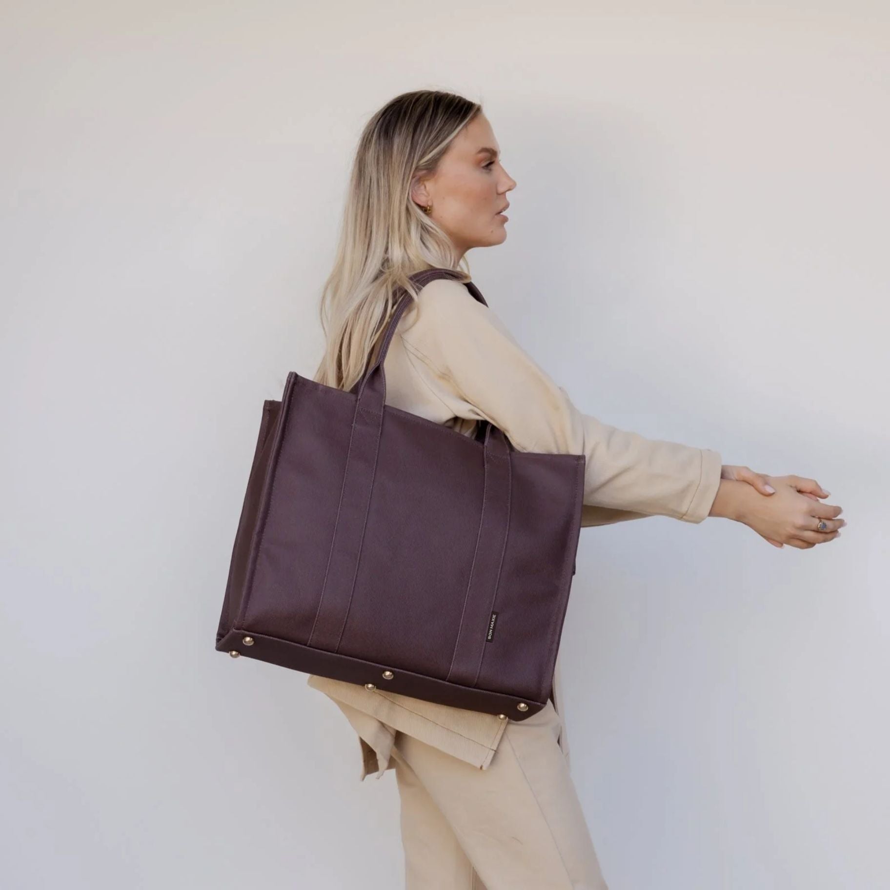 Large Bon Vivant Structured Tote Bag in Chocolate - Stylish & Spacious Handbag for Work, Travel & Everyday Use