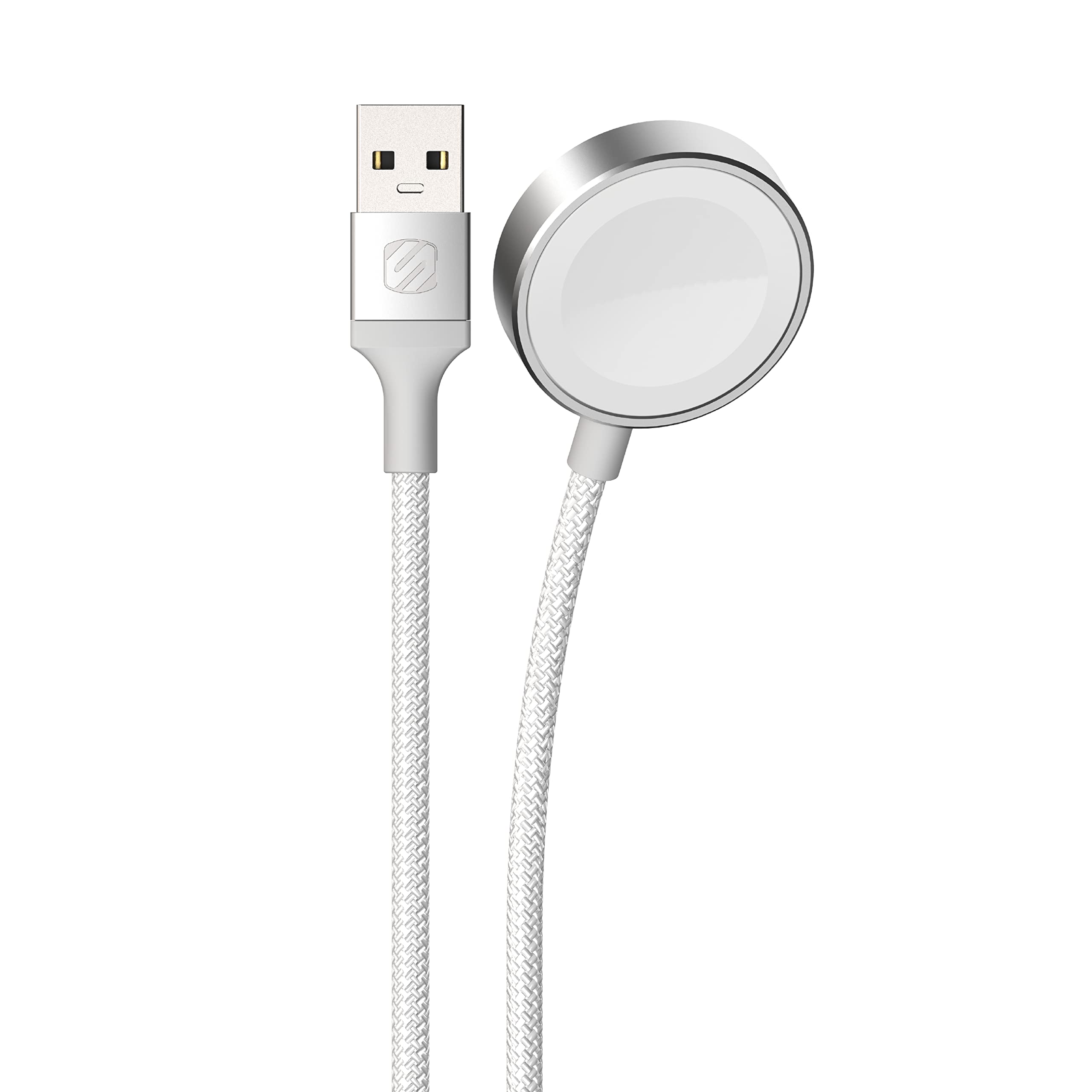 Scosche AWAB4WT-SP Magnetic Charging Cable for Apple Watch Series 9/8/7/6/SE - Fast Wireless Charger with Secure Magnetic Connection - Perfect for Home, Office & Travel Use
