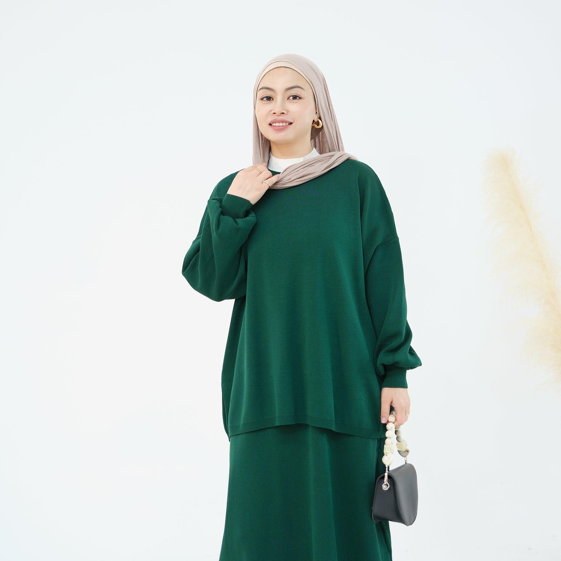 Adora Knit Modest Skirt Set - Dark Green | Women's Stylish Outfit for Work, Church & Casual Wear