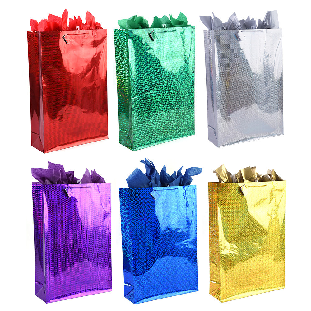 Extra Large Gift Bags with Holographic Shine - Perfect for Birthday Parties, Weddings & Holiday Gift Wrapping