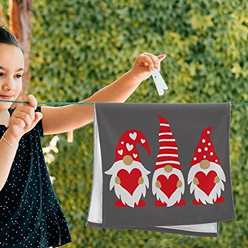 2 Pack Mothers Day Gnomes Bath Hand Towels - Soft 15x24 Inch Grey Kitchen Dish Towel Set for Bathroom, Guest, Spa, Gym & Beach - Decorative Multipurpose Fingertip Towel & Washcloth for Home, Travel & Sports Activities