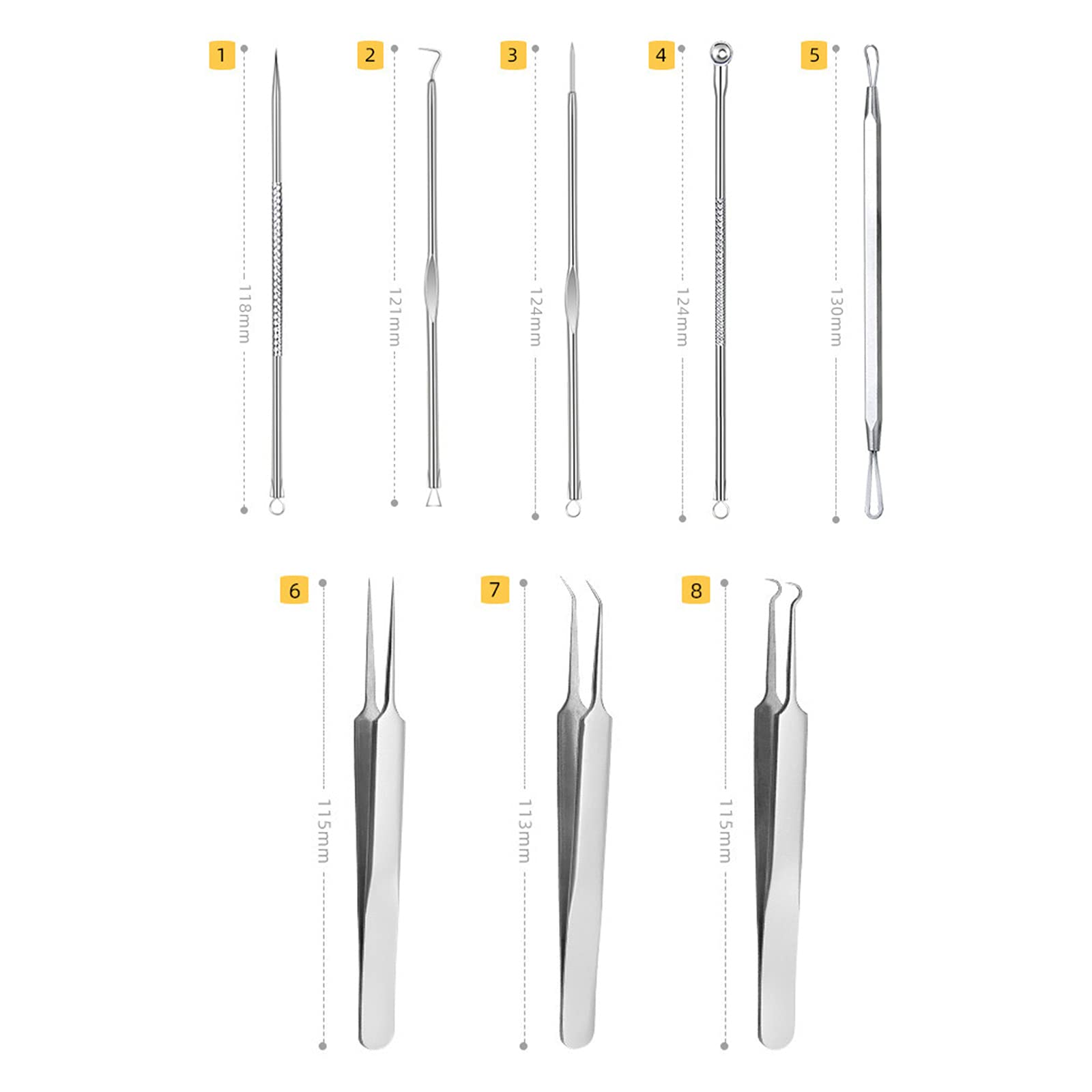 Professional Stainless Steel Blackhead Remover & Comedone Extractor Kit - Acne Pimple Blemish Removal Tools Set for Facial Skin Care & Beauty (2-Piece) - Perfect for Home Spa Treatments & DIY Skincare Routines - Layfoo