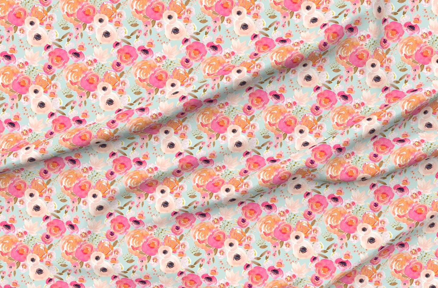 Bloom Blush Floral Printed Velvet Fabric by The Yard - Blue Flower Spring Design for Upholstery, Home Decor, Apparel & Nursery | Perfect for Easter, Summer Projects & DIY Crafts