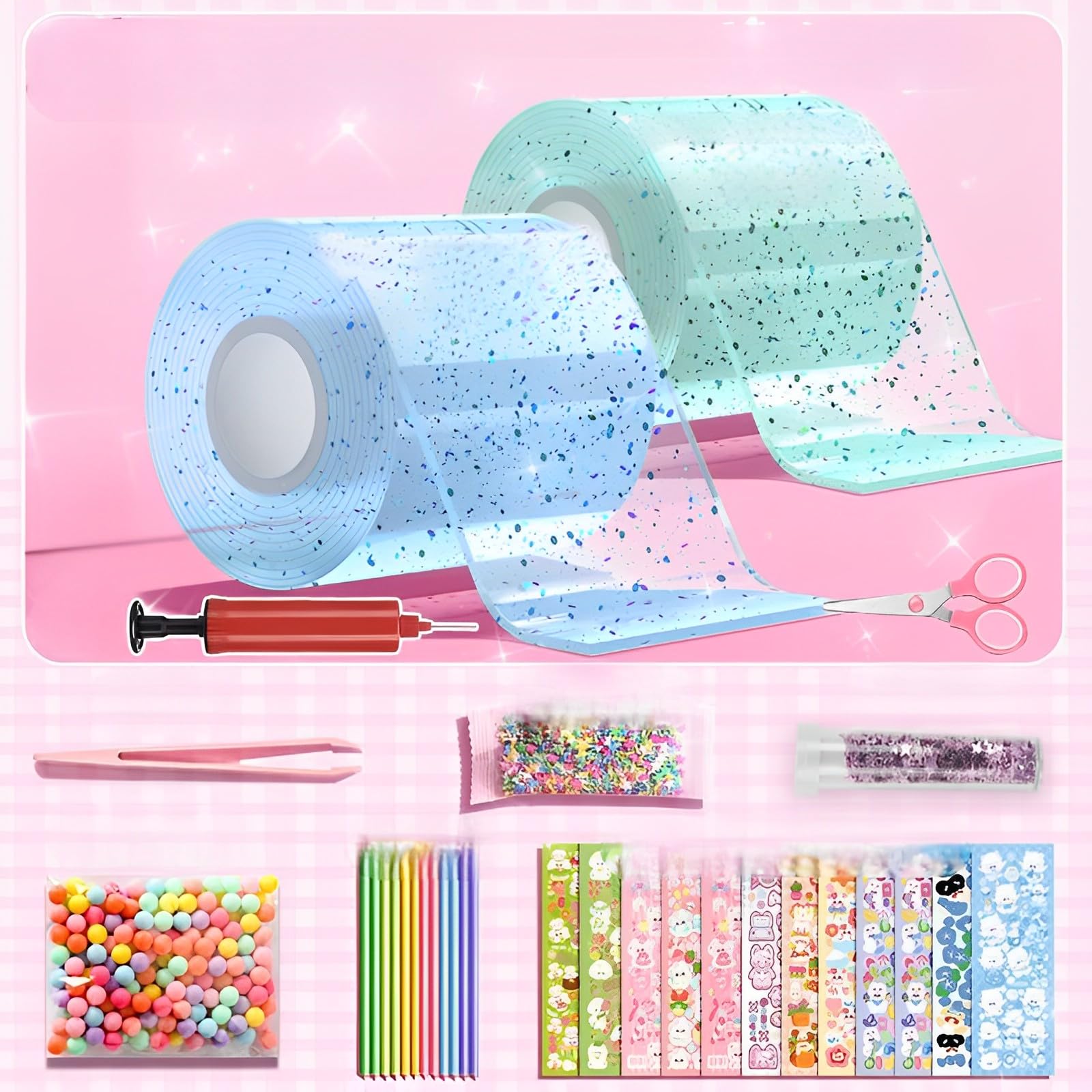 Colorful Nano Bubble Tape Set for Kids - 2 Rolls of Reusable Bubble Wrap Tape for DIY Bubble Games, Sensory Play & Party Activities - Fun Bubble Popping Toys for Stress Relief & Creative Play