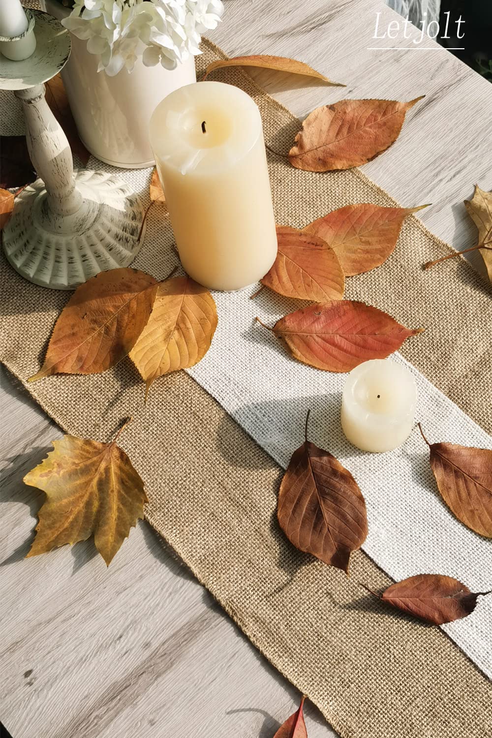 Letjolt Natural Burlap Table Runner 12x48 Inches - Farmhouse Thanksgiving & Christmas Table Decor, Jute Woven Fabric for Rustic Dining, Wedding, and Holiday Parties