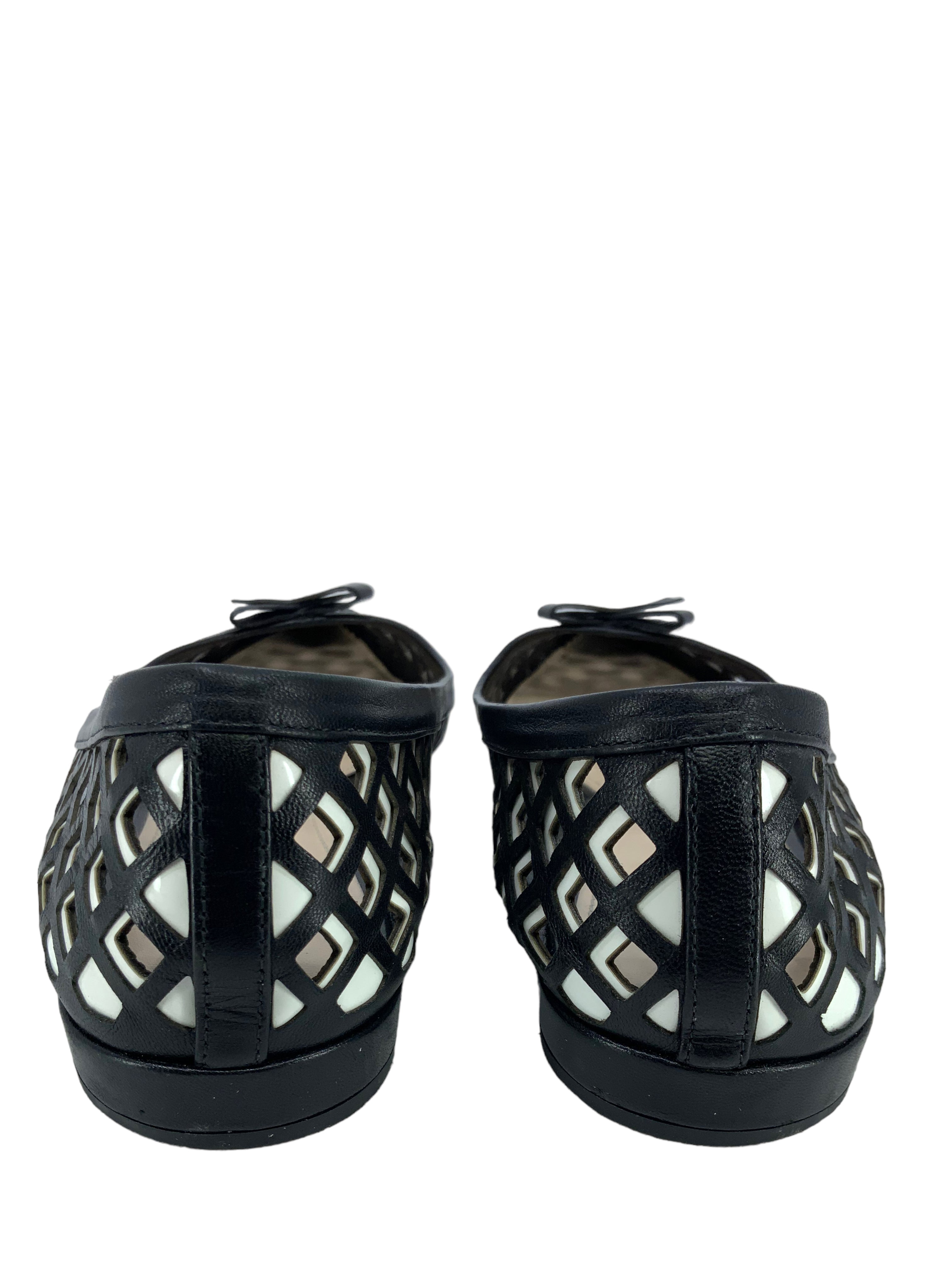 PRADA Perforated Leather Ballet Flats for Women - Size 7.5 US | Comfortable & Stylish Shoes for Work, Date Night & Casual Outings