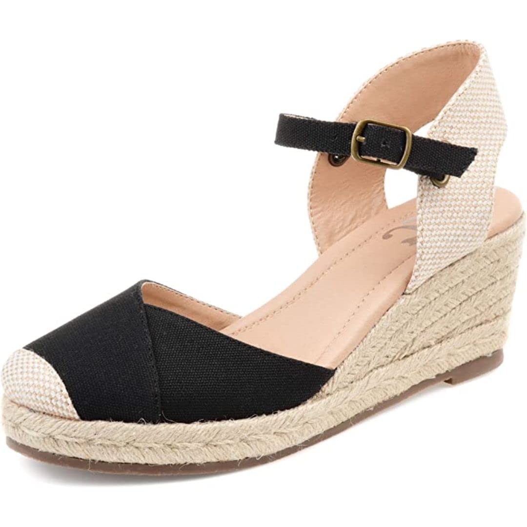 Journee Women's Comfort Foam Ashlyn Espadrille Wedge Sandals - Breathable Summer Casual Shoes for Walking, Beach & Outdoor Activities
