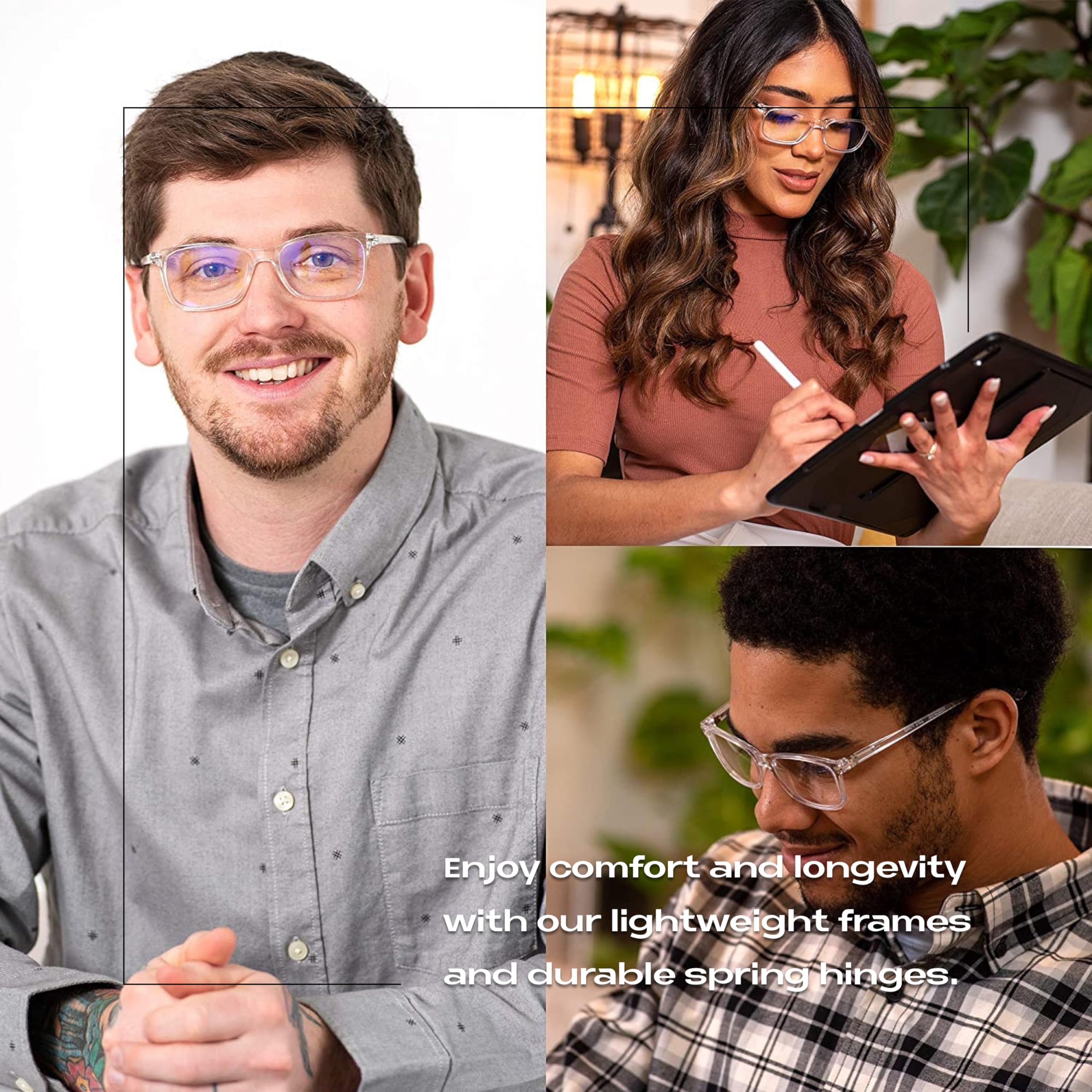 Readerest Blue Light Blocking Reading Glasses - Clear Lens 3.50 Magnification | Anti-Glare Computer Eyewear for Eye Strain Relief & UV Protection | Stylish Unisex Design for Office, Gaming & Digital Screen Use