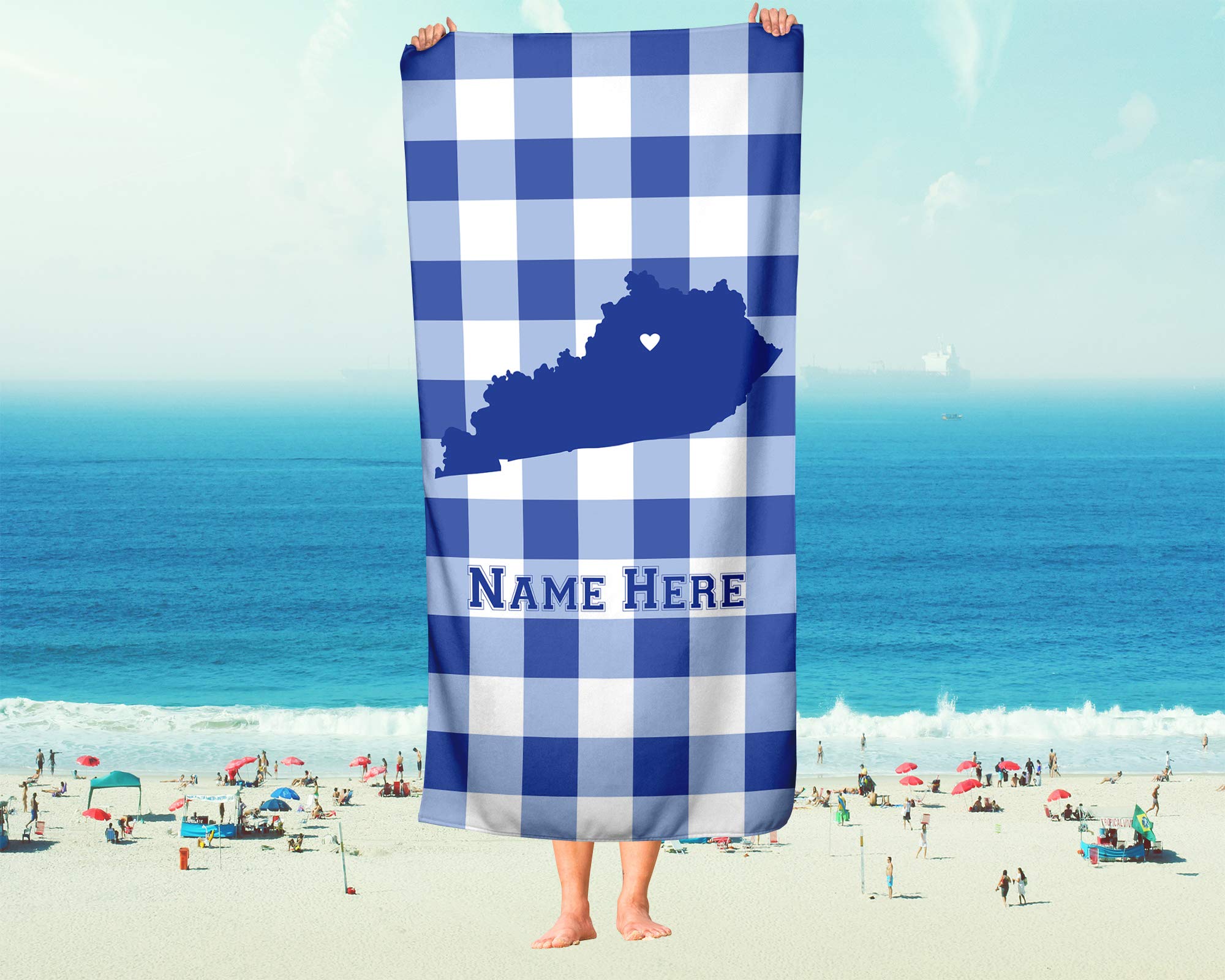 Custom Lexington Kentucky State Pride Beach & Bath Towel - Personalized Medium & Large Towels for Adults & Kids - Perfect for College Football & Basketball Fans, Beach Trips, Pool Parties & Home Decor
