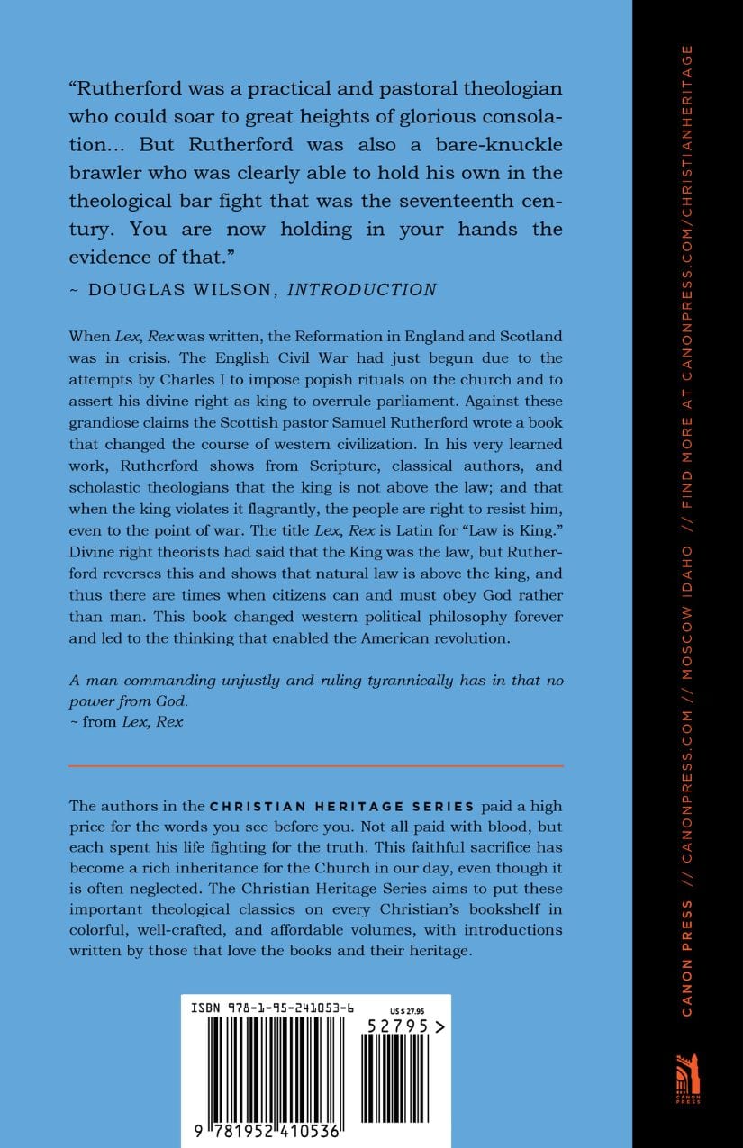 Lex Rex: The Law and the King - Christian Political Theology Book for American Readers | Perfect for Bible Study, Homeschooling & Church Groups