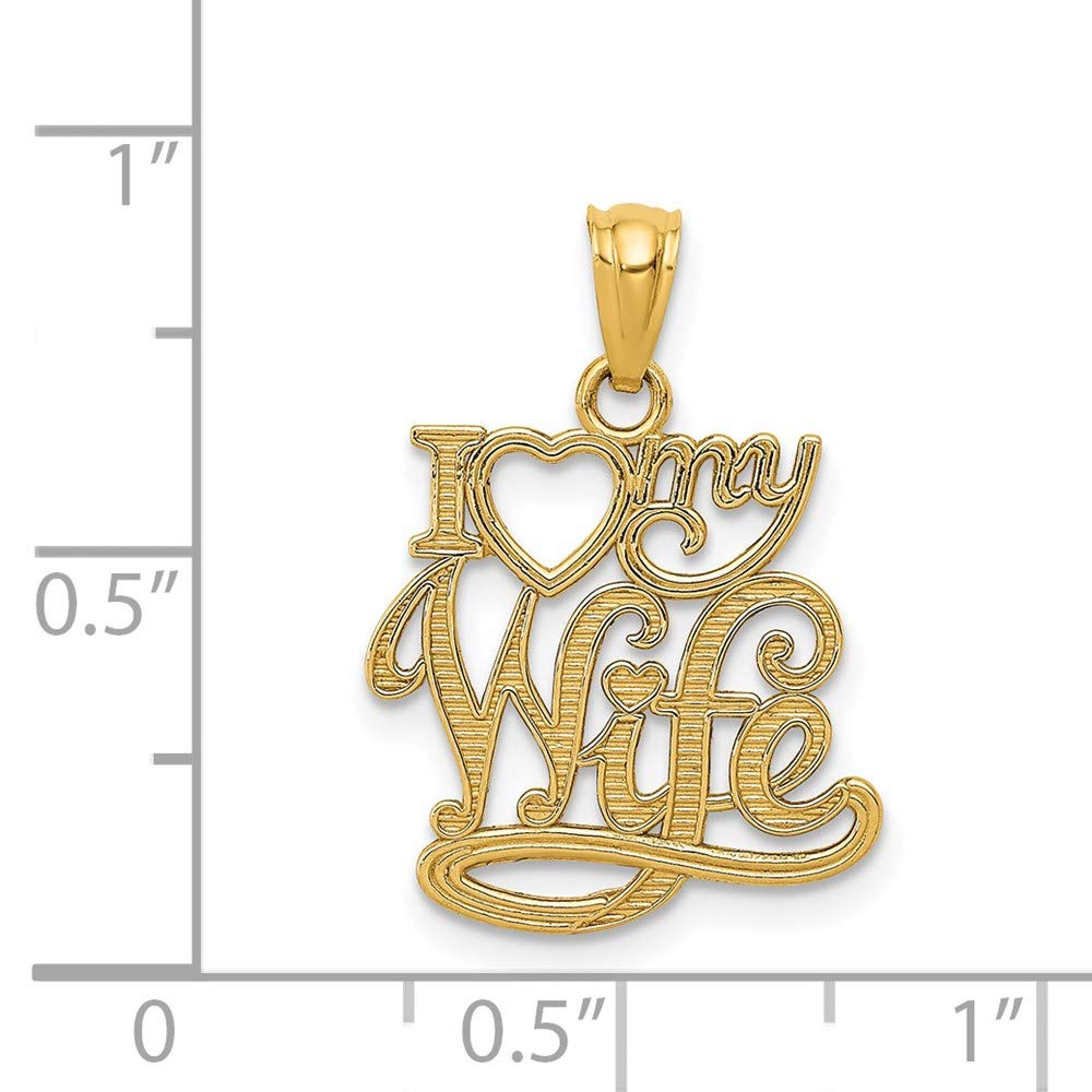 The Black Bow 14k Yellow Gold I Love My Wife Pendant, 13mm - Perfect Anniversary Gift for Her