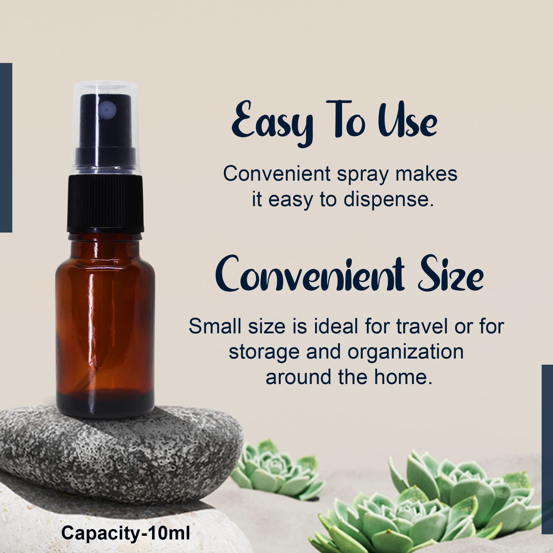 NSB Herbals 10ml Refillable Amber Glass Fine Mist Spray Bottles with Leak-Proof Pump - Perfect for DIY Perfume, Essential Oils, Aromatherapy Blends, Facial Mists & Beauty Products (3-Pack) - Ideal for Travel, Home Spa & Skincare Routine