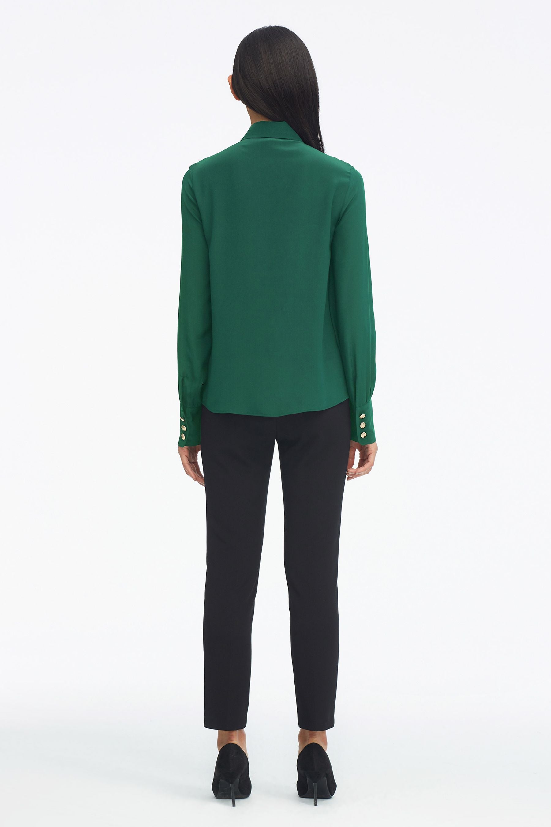 Elegant Women's Classic Solid Color Silk Blouse - Perfect for Office Wear, Evening Events & Special Occasions