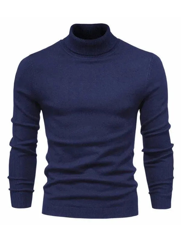 Men's Knit Turtleneck Pullover Sweater - Warm Winter Casual Wear for Office & Outdoor Activities