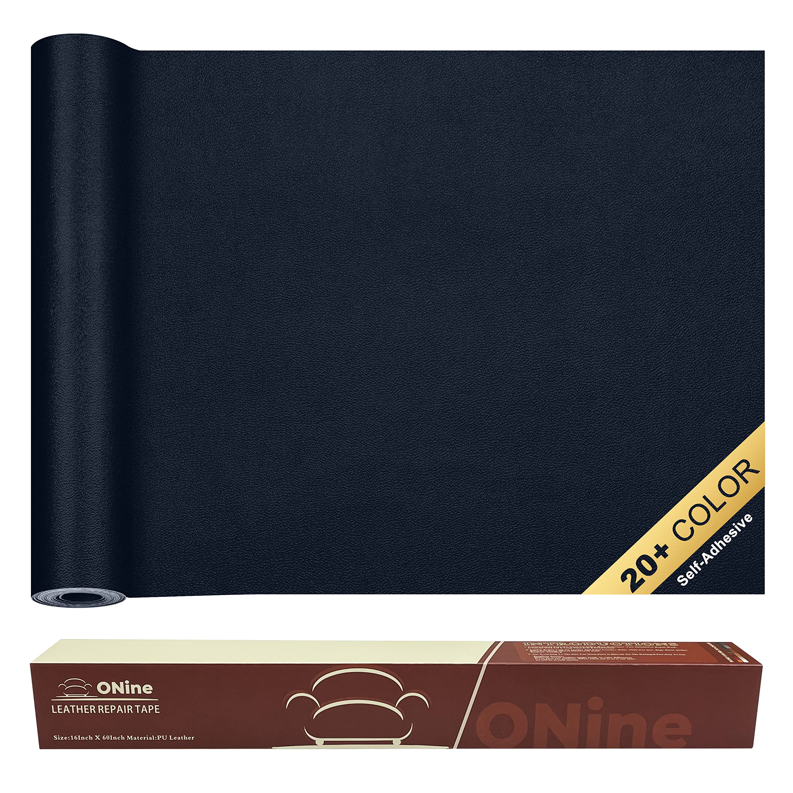 ONine Leather Repair Patch - Self-Adhesive Couch Patch (16x60 Inch) | Scratch Cover for Sofas, Car Seats, Handbags & Jackets | Navy Blue | Easy Peel & Stick | Home & Auto Repair Solution