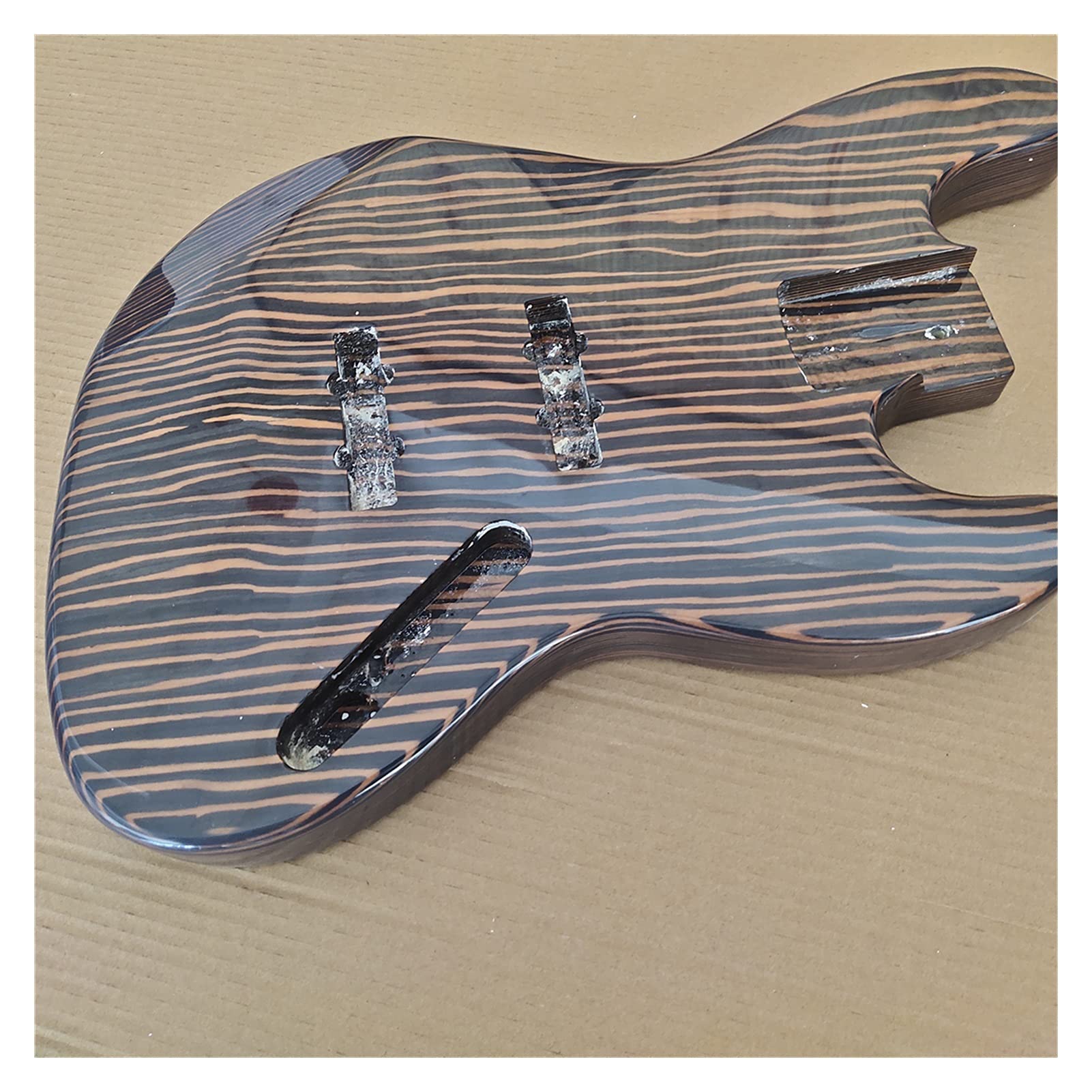 DIY Unfinished Zebrawood Bass Guitar Body Kit - Handmade Gloss Finish for Custom Guitar Building | Perfect for Luthiers, Musicians & Guitar Enthusiasts