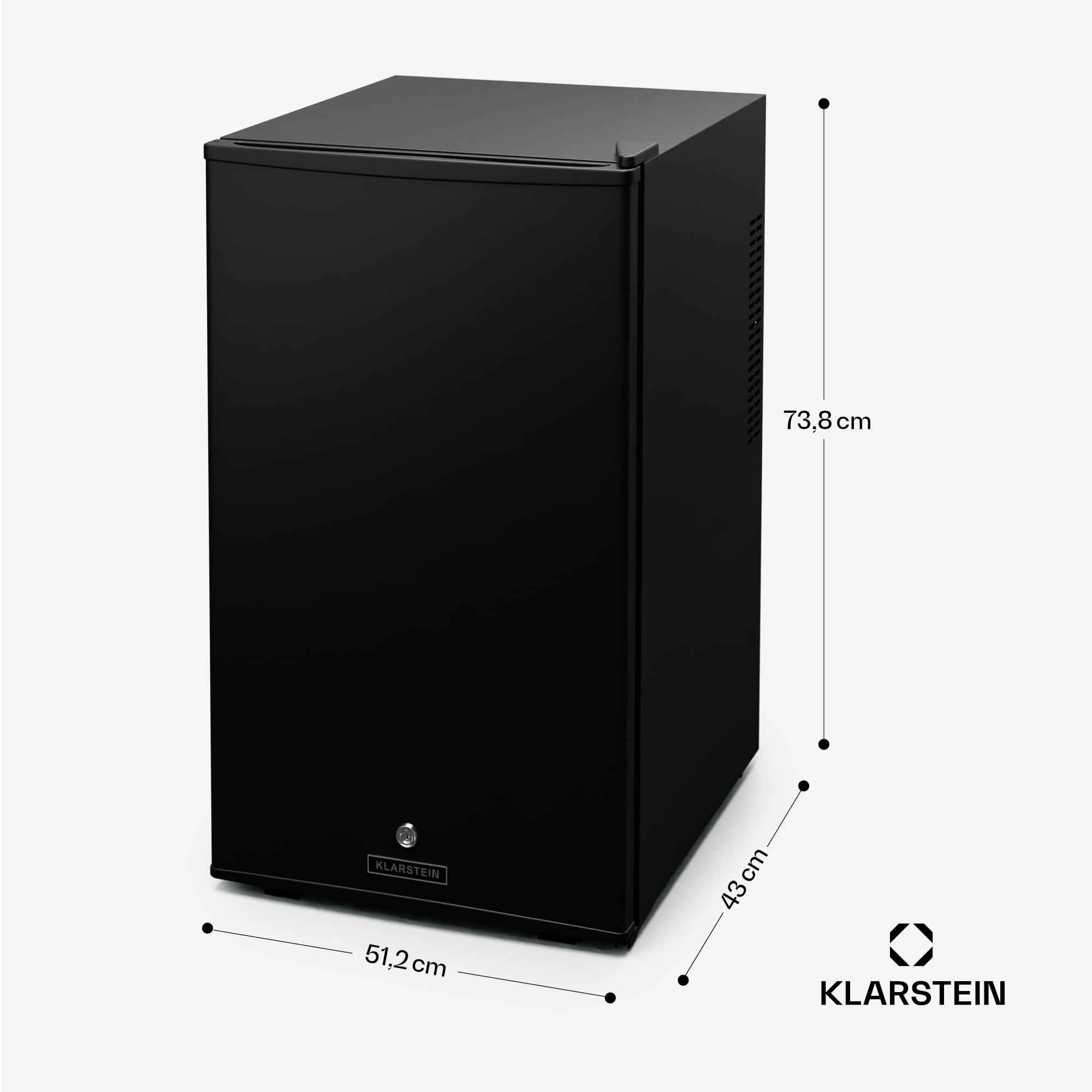 Klarstein 68L Mini Fridge with Glass Door - Compact & Quiet Beverage Cooler for Drinks & Snacks, Adjustable Shelves, Door Lock, Reversible Hinge, Height-Adjustable Feet - Perfect for Home, Office, Dorm, or Bar Use