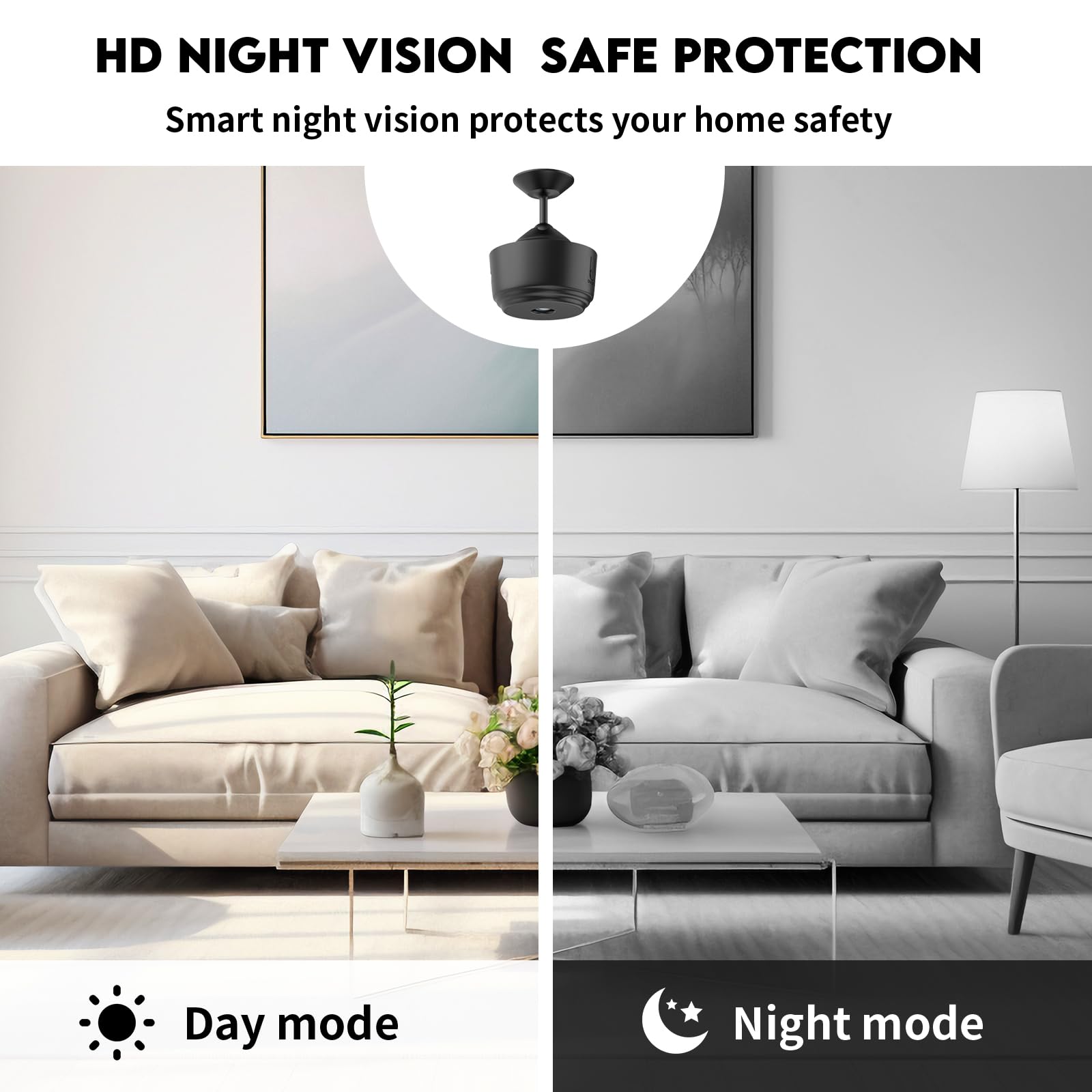 ZDO Mini 4K WiFi Security Camera - Wireless AI Motion Detection, Night Vision, Baby & Pet Monitor for Home, Nursery, and Indoor Surveillance