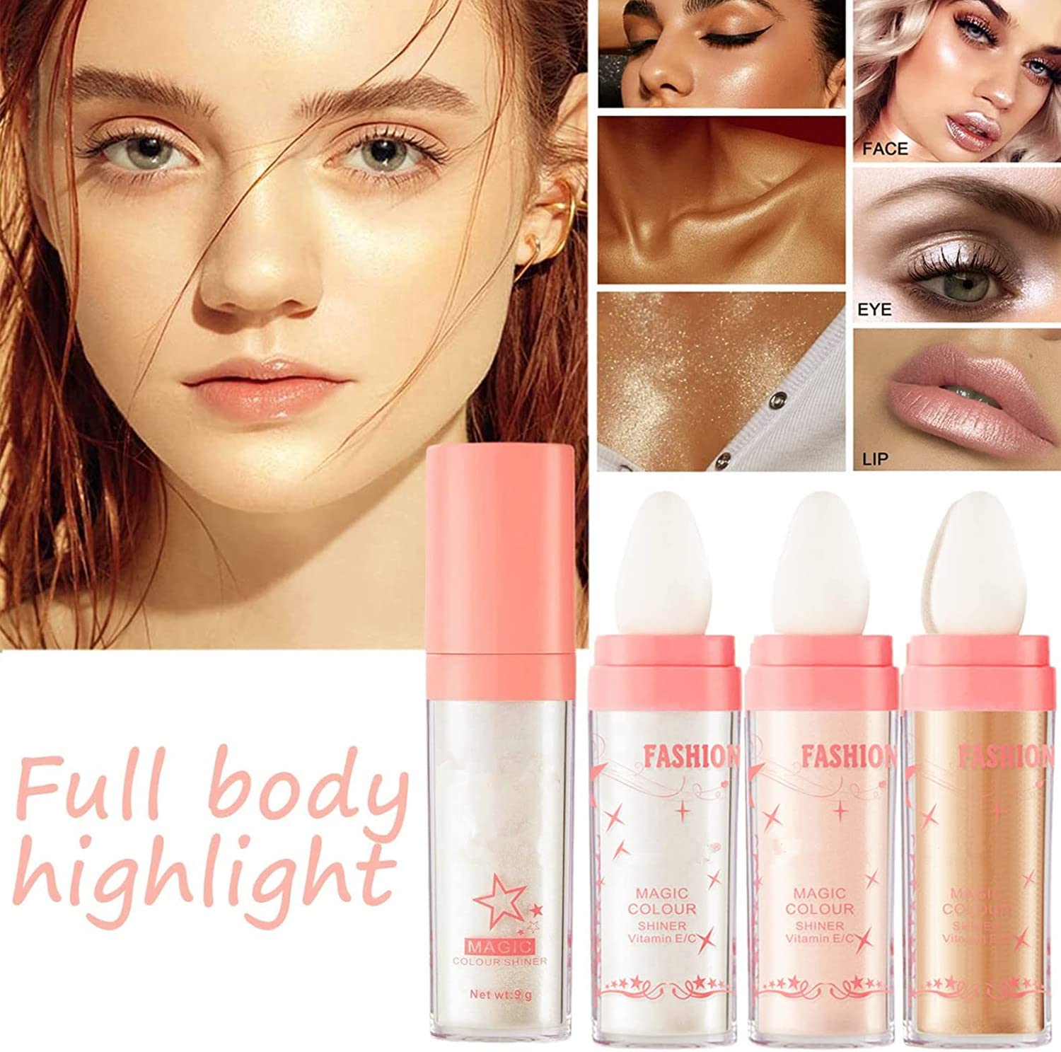 Fairy Highlighter Powder - Shimmering Body Highlighter Stick for Face, Arms, Collarbones & Legs | Glamaz Glitter Powder for Makeup & Body Art | Perfect for Parties, Festivals & Photo Shoots (White)