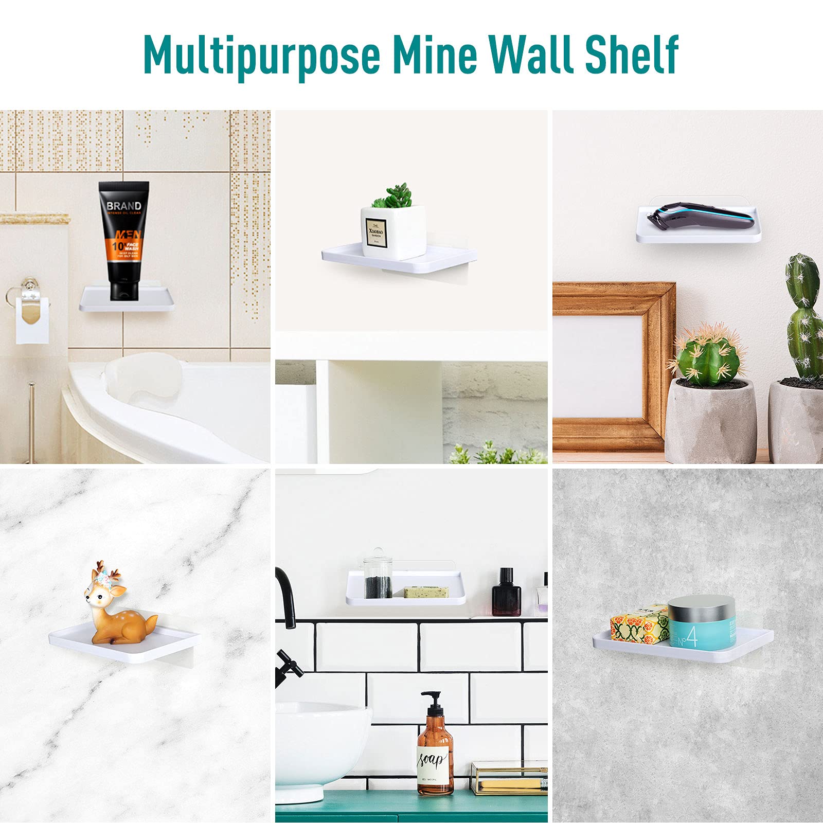 Chunful 2-Pack Adhesive Wall Phone Holder - Universal Shelf Stand for Smartphones - Bathroom & Kitchen Use