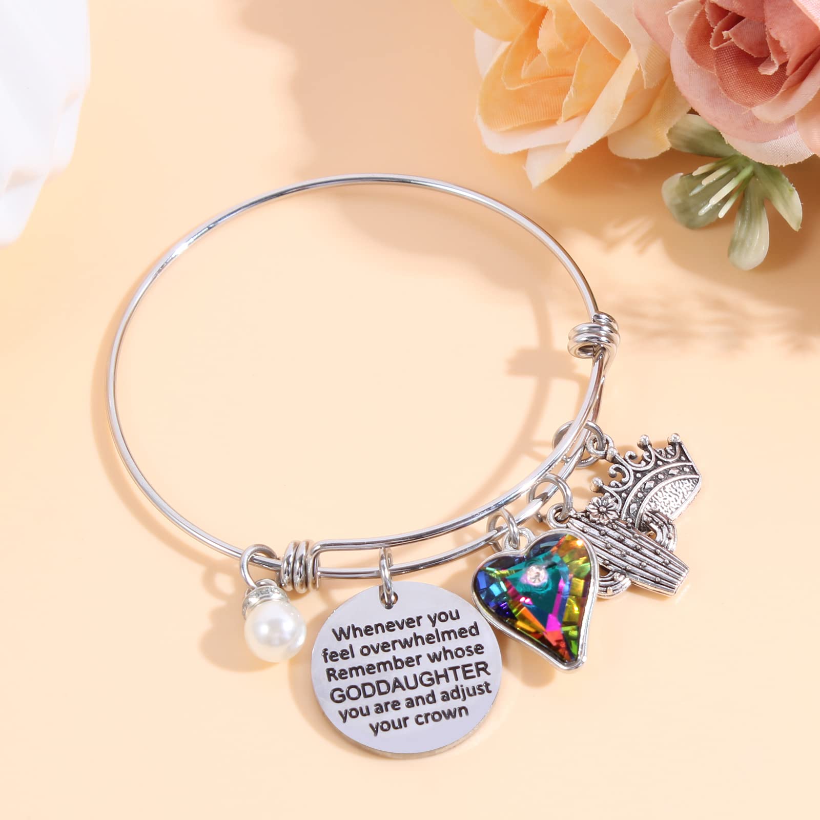 Inspirational Charm Bracelets for Women & Teen Girls - Christmas, Birthday Gifts for Aunt, Mom, Godmother, Grandma, Niece, Sister & Goddaughter | Elegant Bangle Jewelry for Special Occasions & Daily Wear