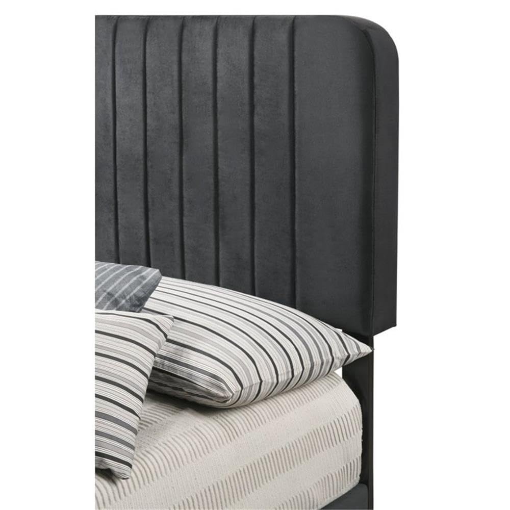 Glory Furniture Lodi Velvet Upholstered Twin Bed Frame - Black Velvet Upholstered Platform Bed for Kids, Teens & Guest Rooms | Modern & Luxurious Bedroom Furniture for Small Spaces