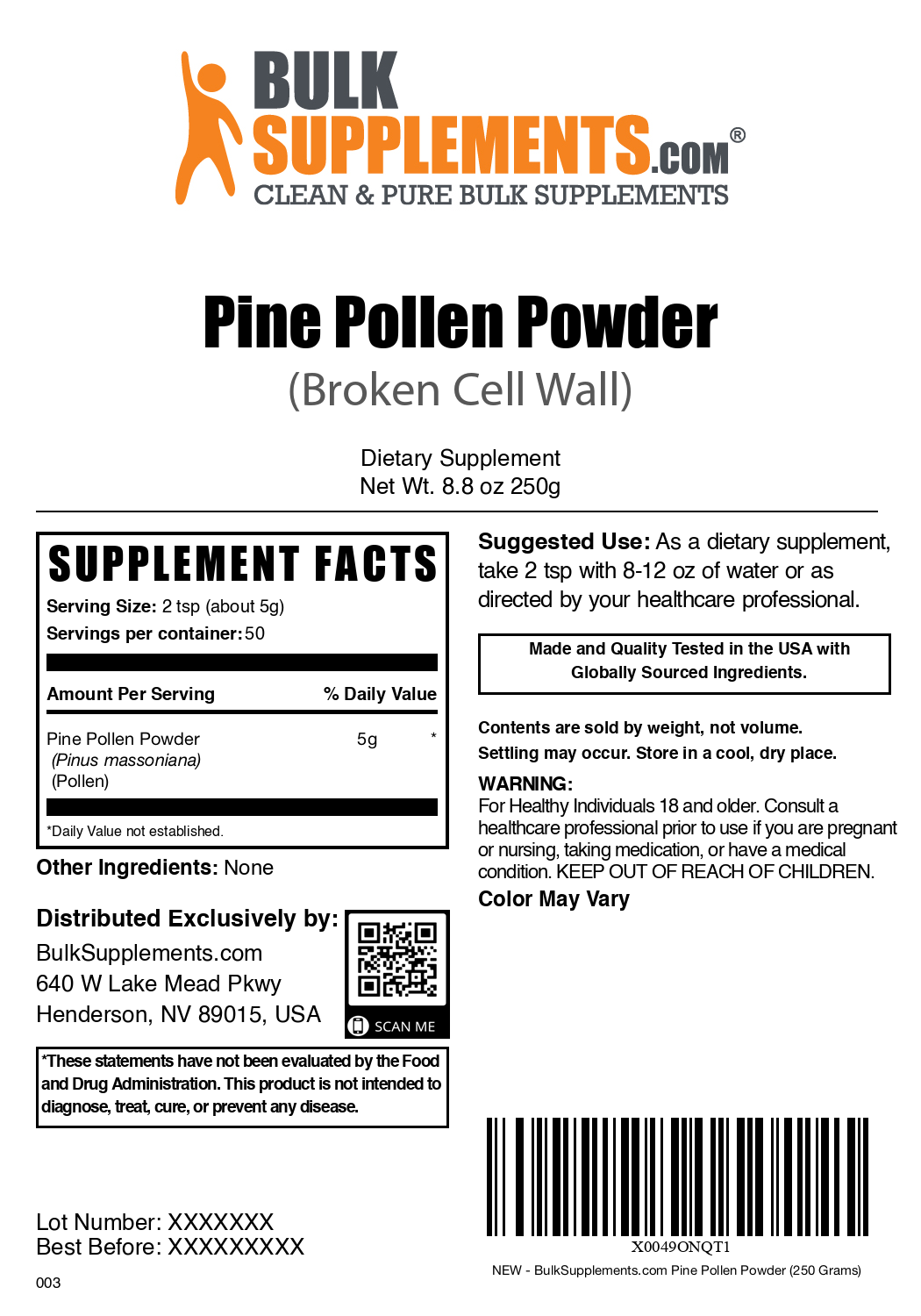 Premium Organic Pine Pollen Powder - 100% Pure & Natural Superfood Supplement for Energy, Immunity & Vitality - Perfect for Smoothies, Tea & Wellness Recipes