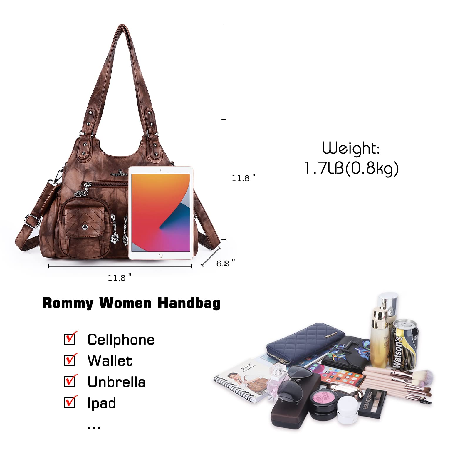 Angel Kiss Women's Large Hobo Shoulder Bag - Soft PU Leather Handbag for Everyday Use, Work, and Travel | Stylish & Spacious Tote for Women