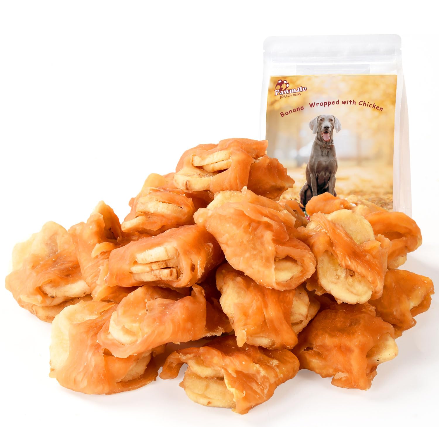 Healthy Chicken Wrapped Banana Slices Dog Treats - Low Fat, Rawhide-Free Soft Chews with Taurine for Small Dogs | Perfect Training Snacks & Reward Treats for Puppies and Adult Dogs