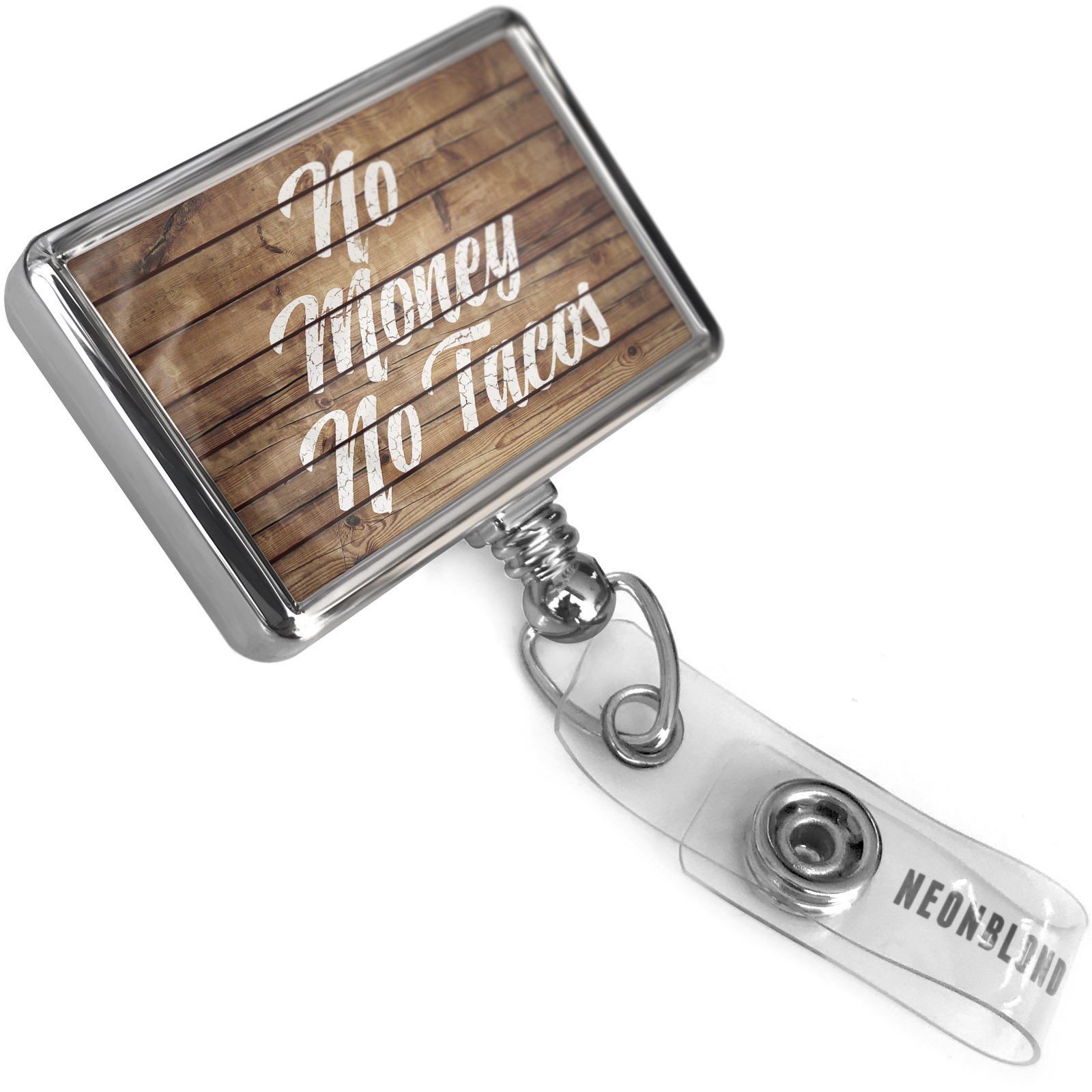 Retractable ID Badge Holder with Bulldog Clip - Wood Design for Office & Events