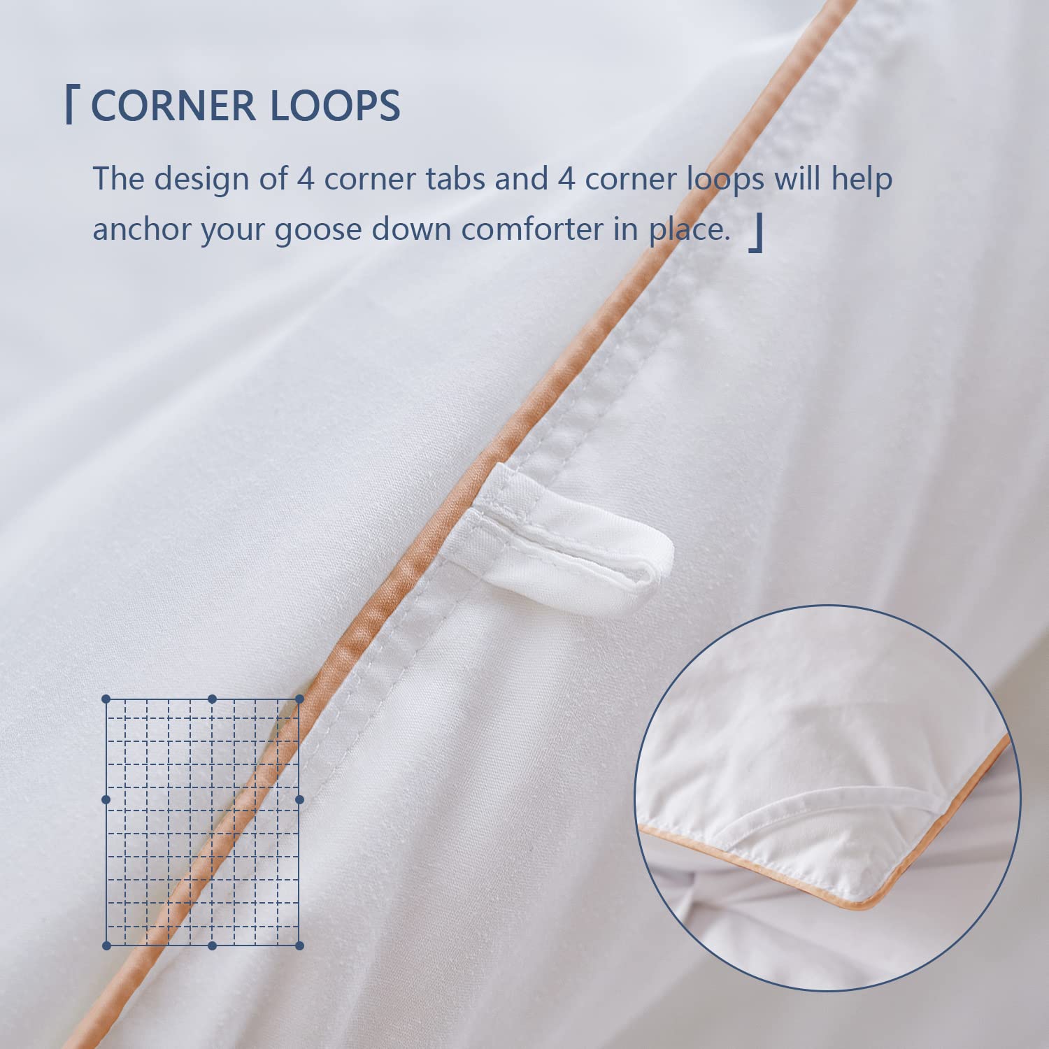 zzlamb Ultra Lightweight White Down Feather Comforter - Breathable Summer Blanket for Hot Sleepers, King Size 106x90 Inches, Cotton-Blended Down-Proof Duvet Insert with Corner Tabs - Perfect for Warm Weather & Air-Conditioned Bedrooms