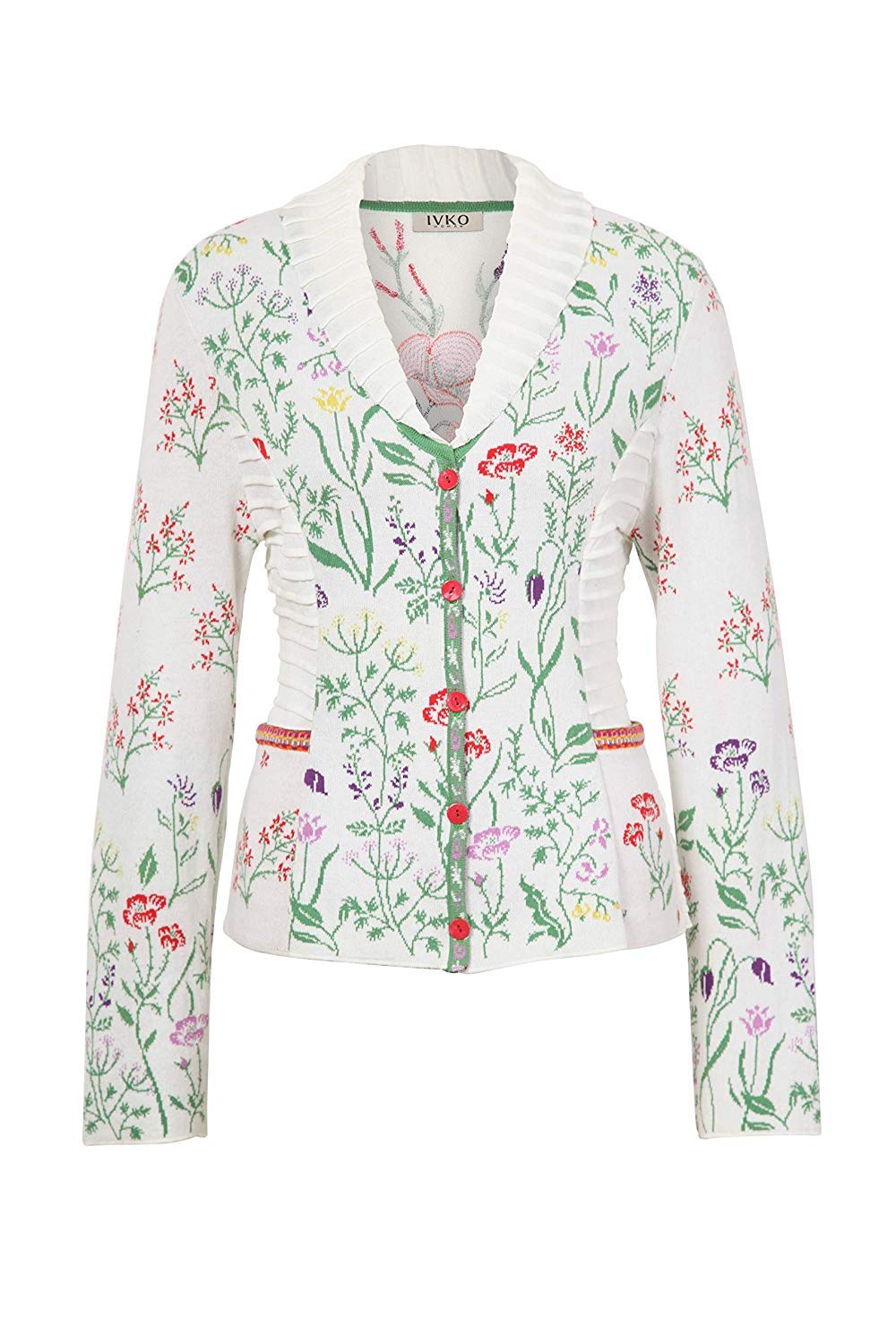 IVKO Women's Floral Print Jacket - Lightweight White Spring Coat for Casual Outings & Outdoor Activities (191511)