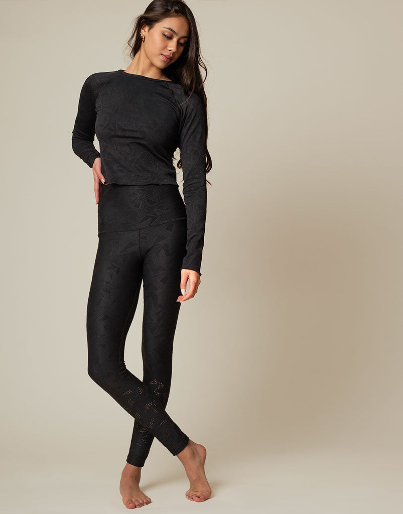 Superstar Jacquard Long Sleeve Top for Women - Elegant Knit Blouse with Floral Pattern - Perfect for Office, Date Night & Fall Layering