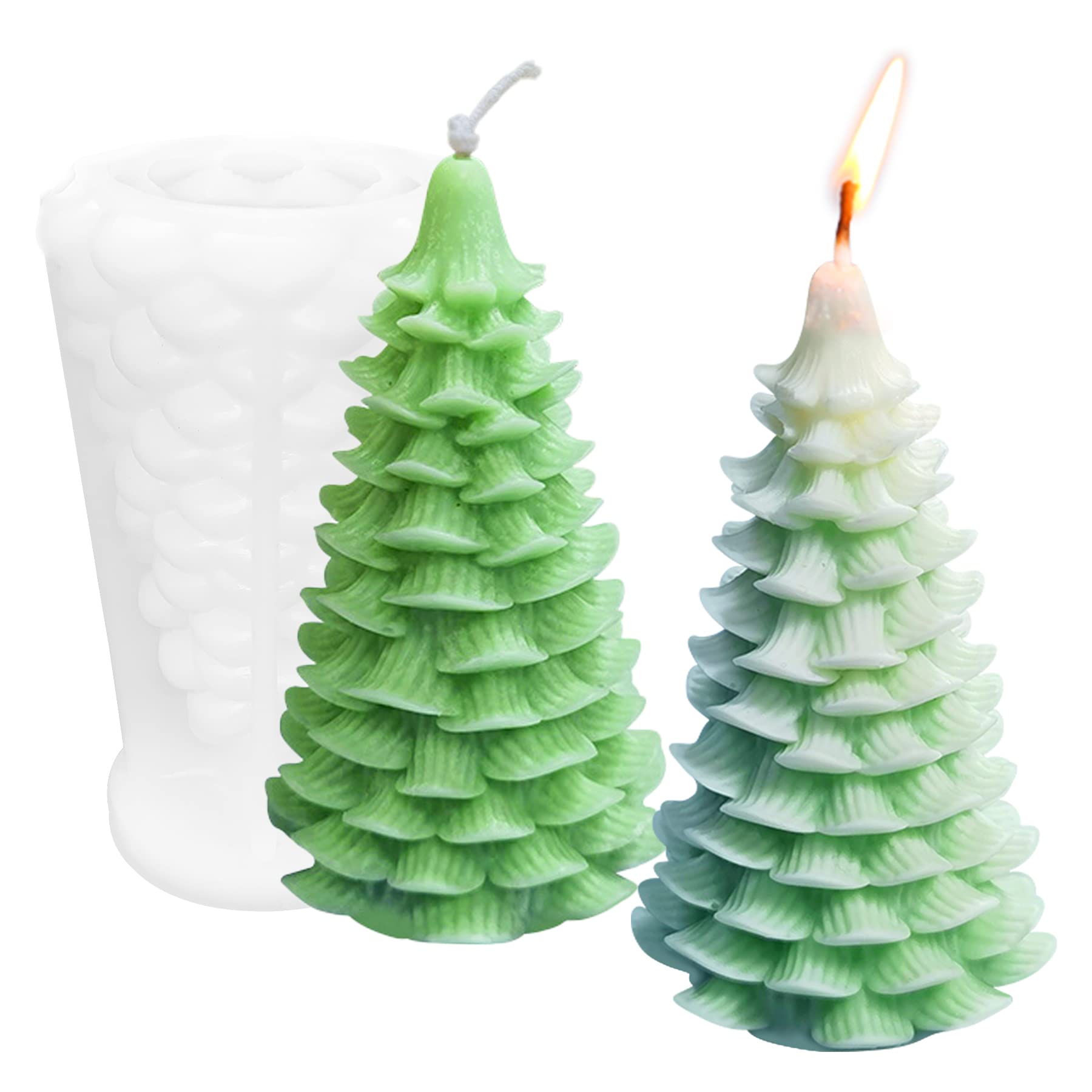 ZAKVOOR 3D Large Christmas Tree Silicone Mold for DIY Candle Making, Resin Casting, Wax & Polymer Clay - Perfect for Holiday Decor, Aromatherapy Candles & Festive Home Crafts