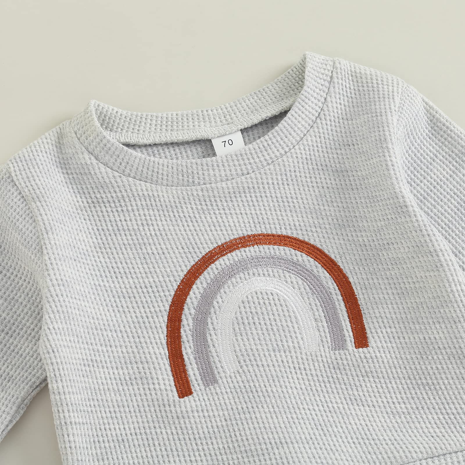 Newborn Baby Girl & Boy Fall Winter Outfit Set - Waffle Long Sleeve Pullover Sweatshirt & Drawstring Pants | Cozy Winter Wear for Infants, Photo Shoots & Holiday Gifts