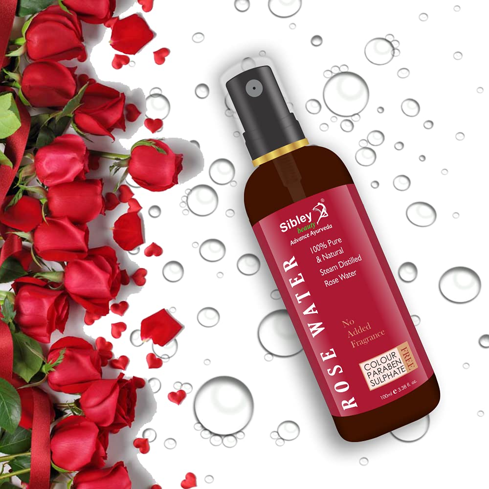 **Sibley Beauty Pure Rose Water Gulab Jal Spray - 100% Steam Distilled Natural Rose Hydrosol (200ml) for Face, Hair & Aromatherapy**