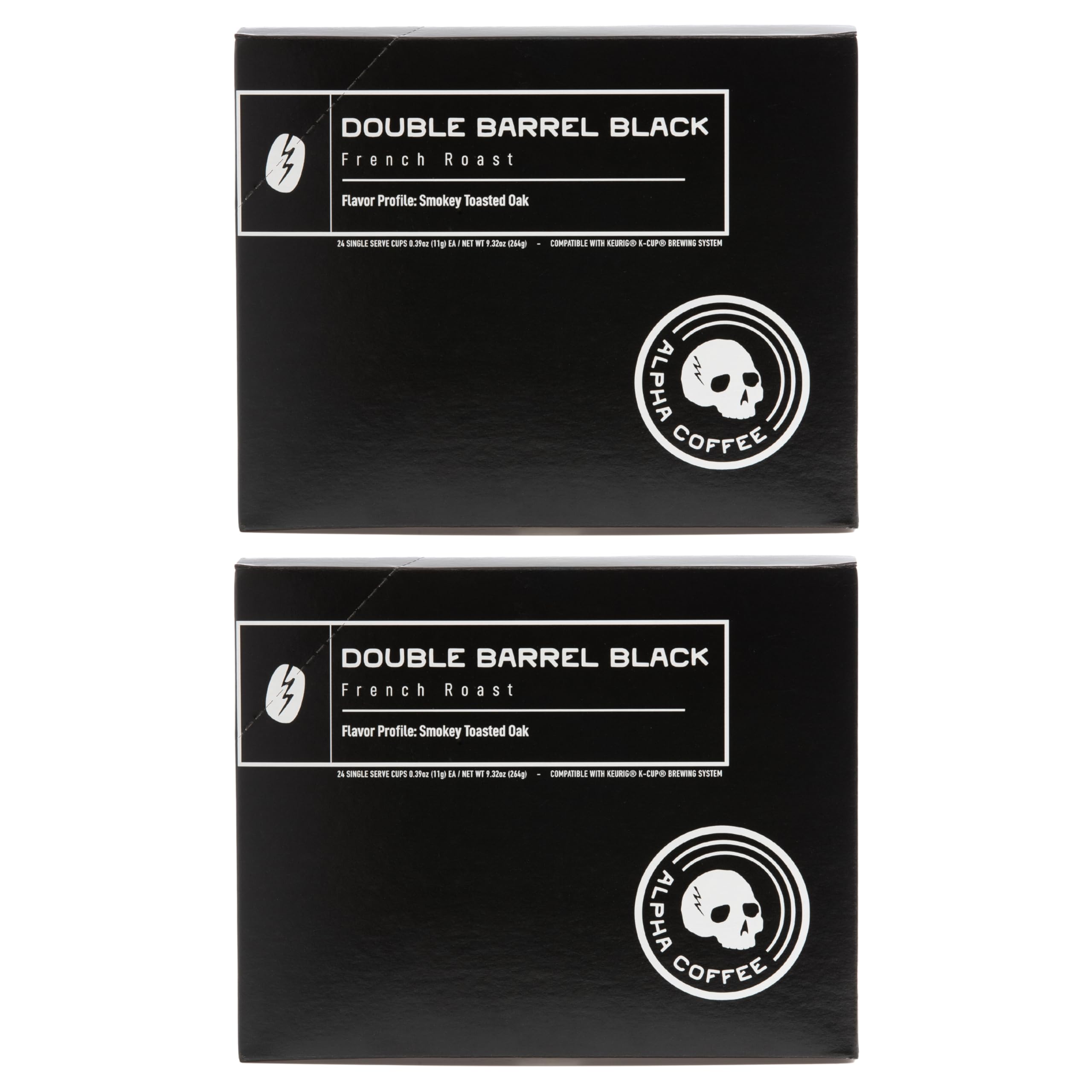 Alpha Coffee – Double Barrel Black Midnight Blend - 24 Count Coffee Pods | Premium Gourmet Dark French Roast | 100% Arabica Beans | Veteran Owned Small Batch Roasted | Perfect for Morning Boost, Office Break & Camping Trips (Pack of 2)