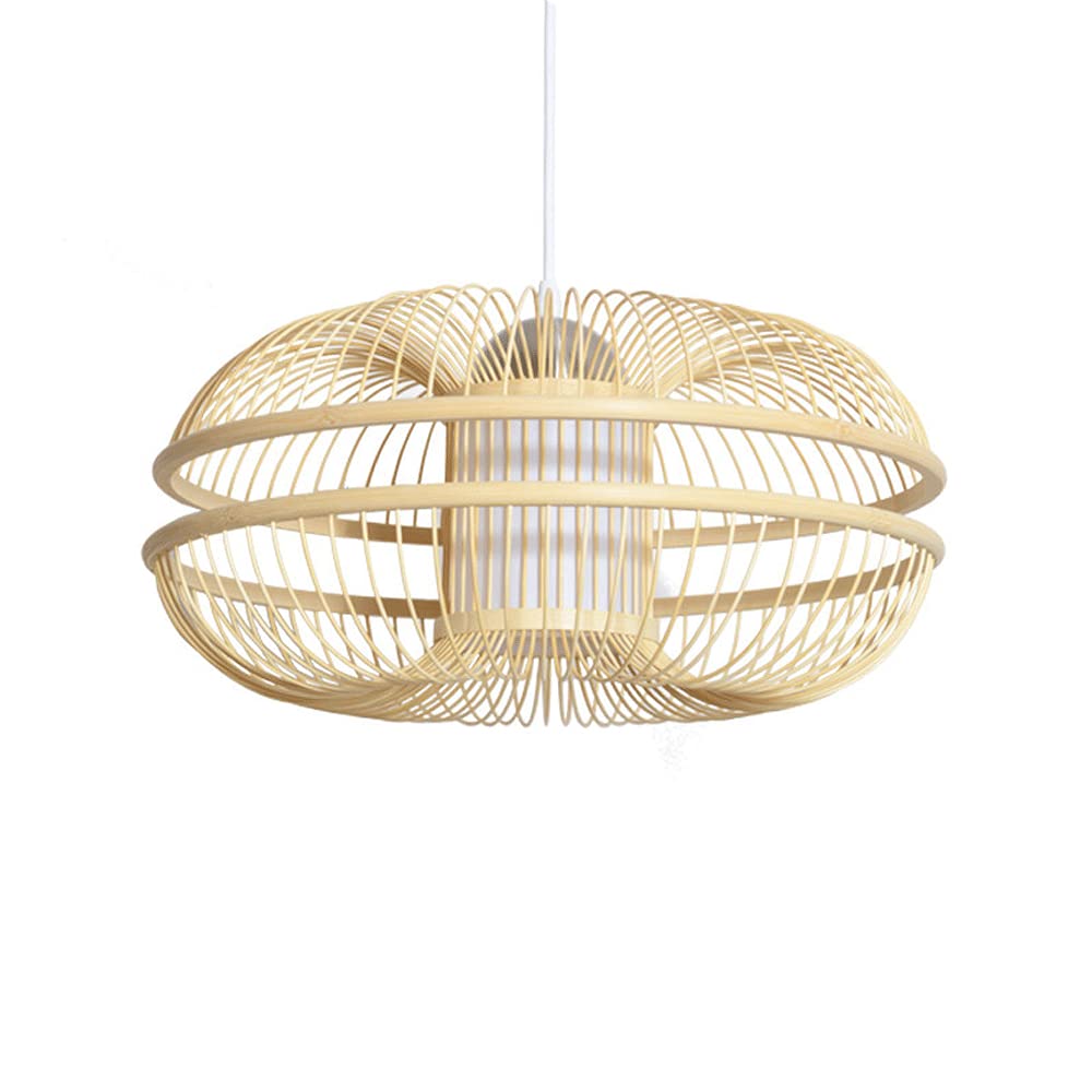 Modern Bamboo Pendant Light - 60cm Handwoven Wicker Ceiling Lamp for Restaurant, Tea House, Bedroom & Hotel Decor | Southeast Asian Style Natural Rattan Lighting Fixture | Perfect for Boho, Zen & Tropical Interior Design