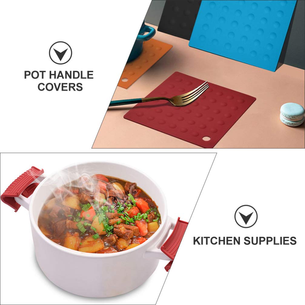 DOITOOL 4-Pack Silicone Pot Handle Covers - Heat Resistant, Non-Slip Grip for Saucepan, Frying Pan & Cookware - Perfect for Cooking, Baking & Kitchen Safety (Red)