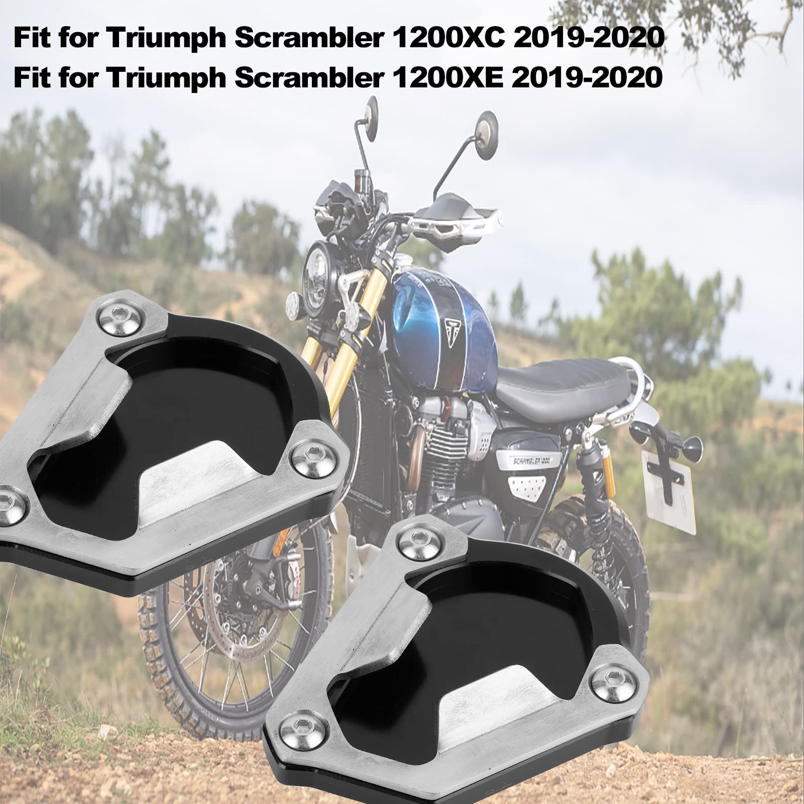 Motorcycle Kickstand Extension Pad - KSP-137-BLK Side Stand Support Plate for Triumph Scrambler 1200XC 1200XE (2019-2020) | Prevent Sinking on Soft Ground & Protect Pavement | Ideal for Parking on Grass, Sand or Gravel Surfaces