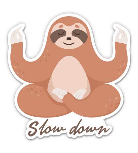 Sloth Slow Down - 3 Inch Vinyl Sticker Decal - Waterproof Durable for Car, Laptop, Water Bottle, Phone - Perfect for Laptop Decoration, Car Window Stickers, DIY Crafts & Gift Ideas