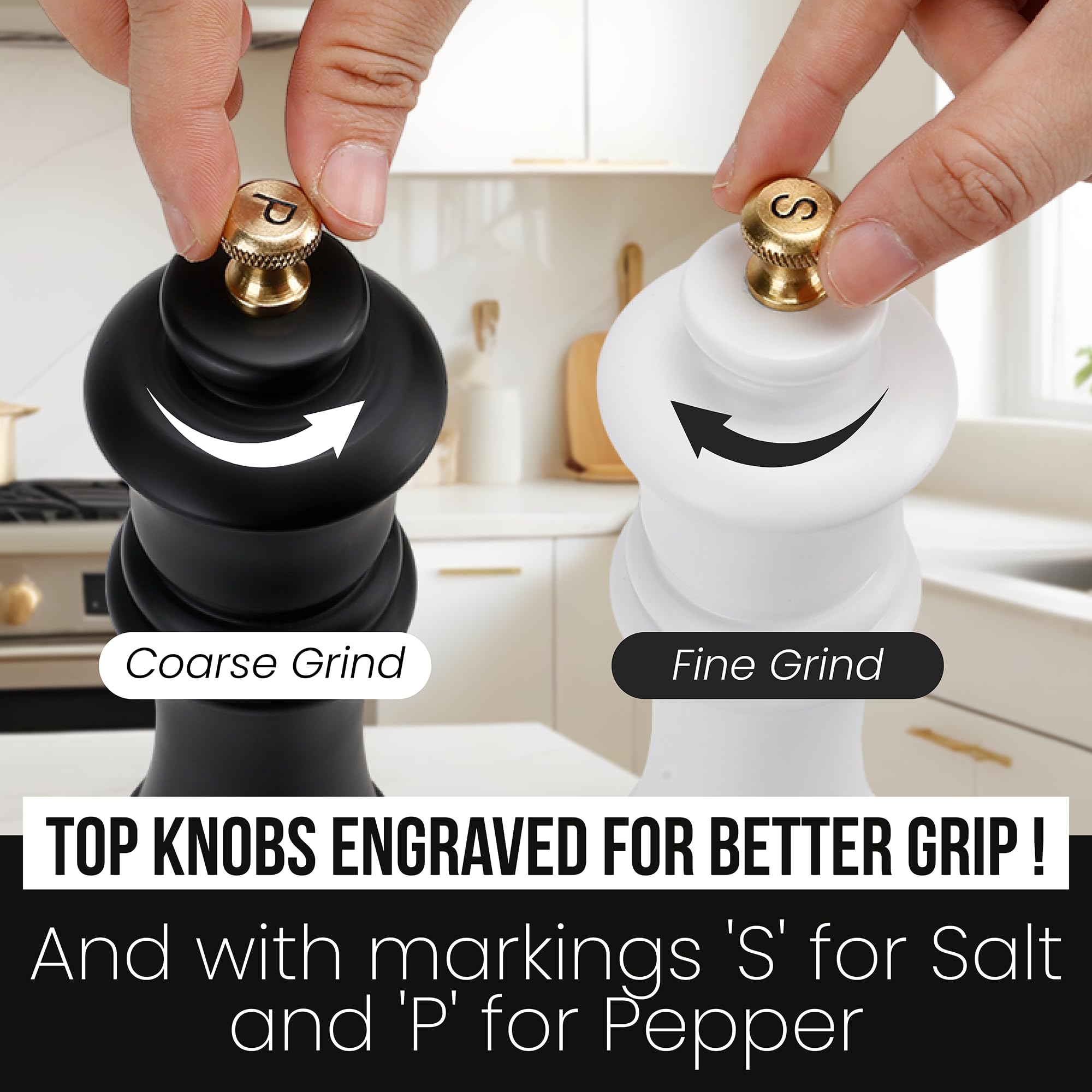 Premium Wooden Salt and Pepper Grinder Set - 8 Inch Adjustable Manual Mill with Ceramic Grinding Core - Refillable Spice Shakers for Kitchen, Dining & Gifting (2-Pack) - Perfect for Home Cooking, Restaurants and Dinner Parties