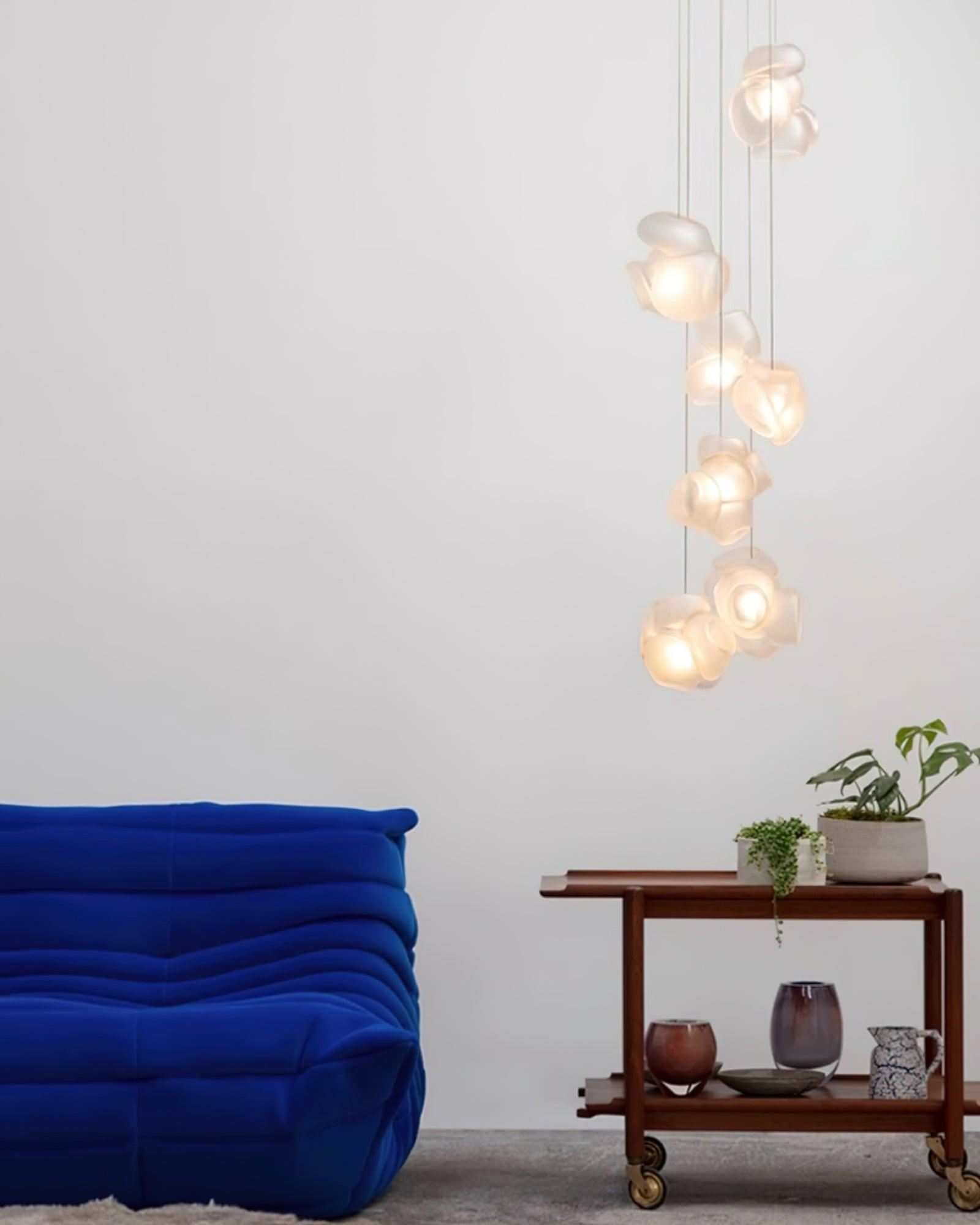 Modern Bubbles Cluster Pendant Light - 6-Light Chandelier for Dining Room, Kitchen Island, Living Room & Bedroom - Elegant Glass Bubble Ceiling Lighting Fixture